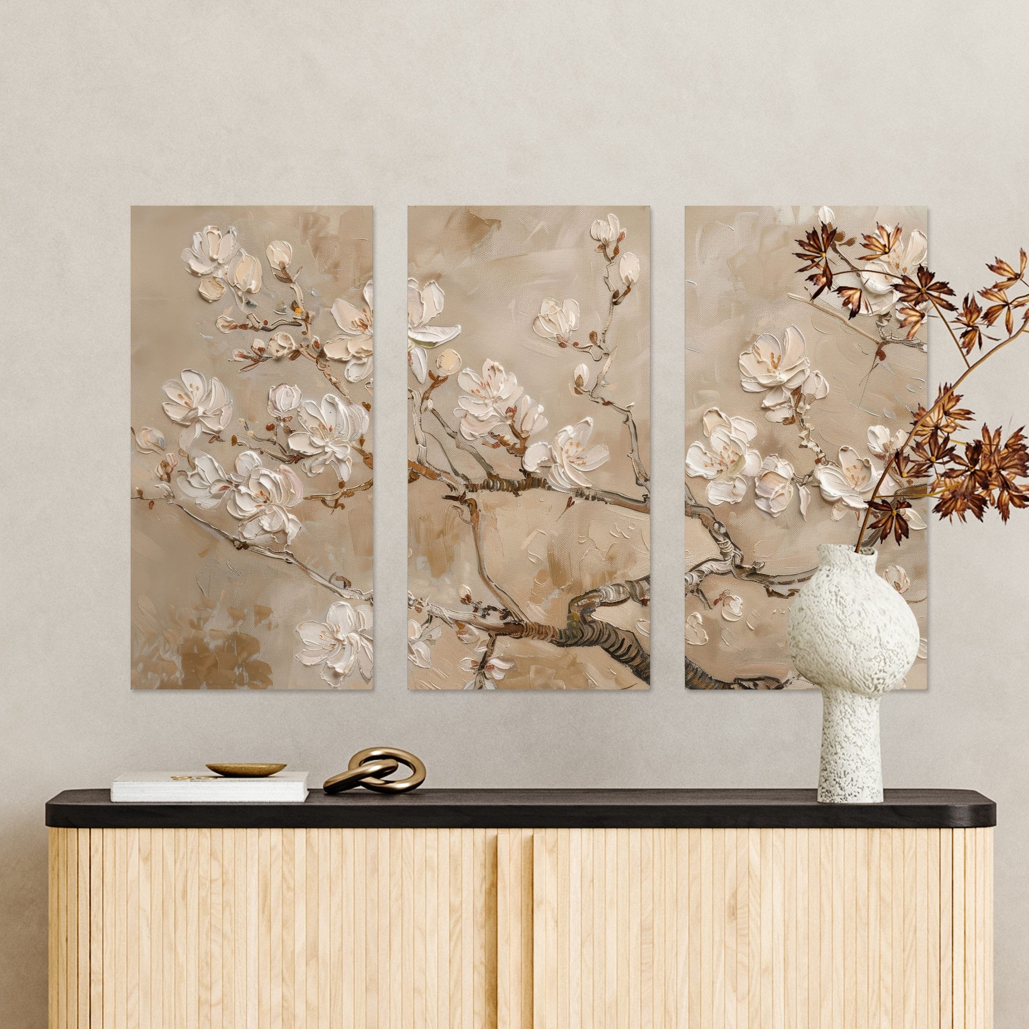 MuchoWow Leinwandbild Beige - Blüte - günstig online kaufen