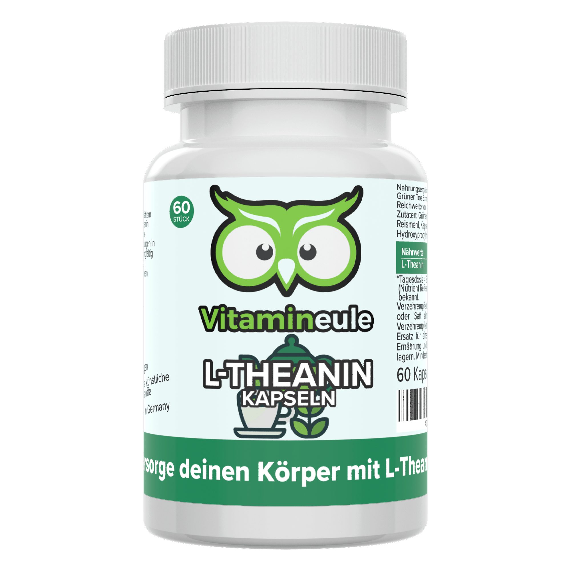 60 L-Theanin Kapseln - 175 mg natürliches L-Theanin pro Kapsel - Kapsel