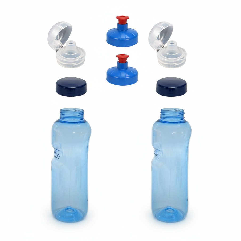 Greiner Trinkflasche, 2x 0,75L Kavodrink Wasserflasche + 2x FlipTop + 2x Push-Pull