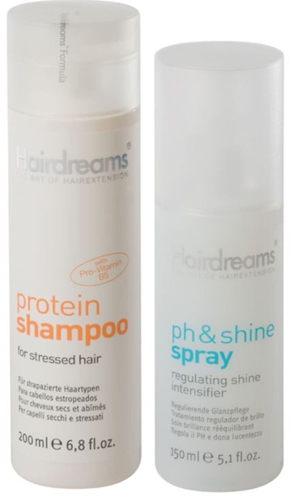 Hairdreams Haarpflege-Set Set, ph&shine mit Haare Shampoo 2-tlg., Echthaarverlängerungen für + Protein Spray