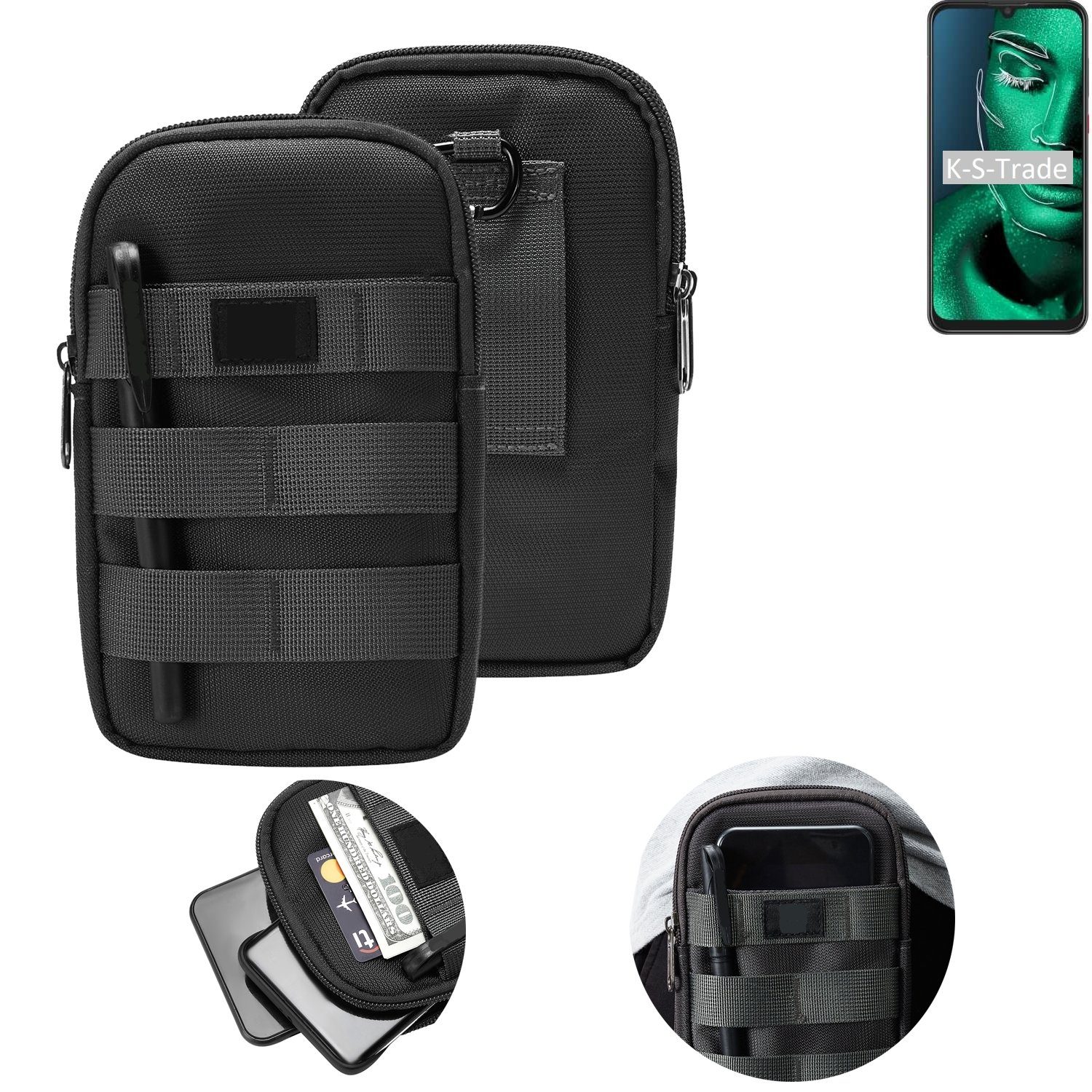 K-S-Trade Handyhülle für ZTE Blade 10, Holster Gürtel Tasche Handy Tasche Schutz Hülle dunkel-grau viele