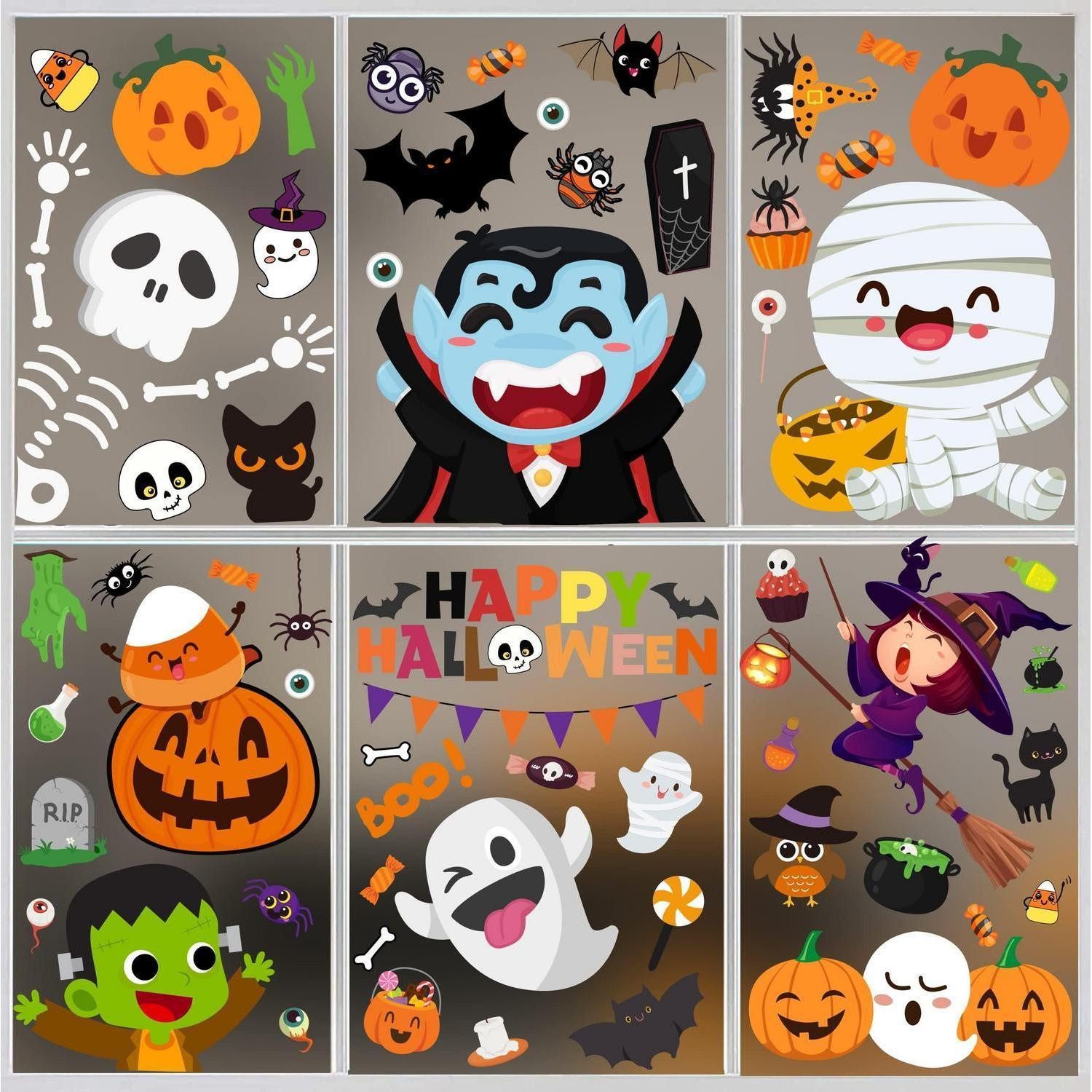 LuxusKollektion Fensterdekoration Halloween Fensteraufkleber Doppelseitig 8 Blatt