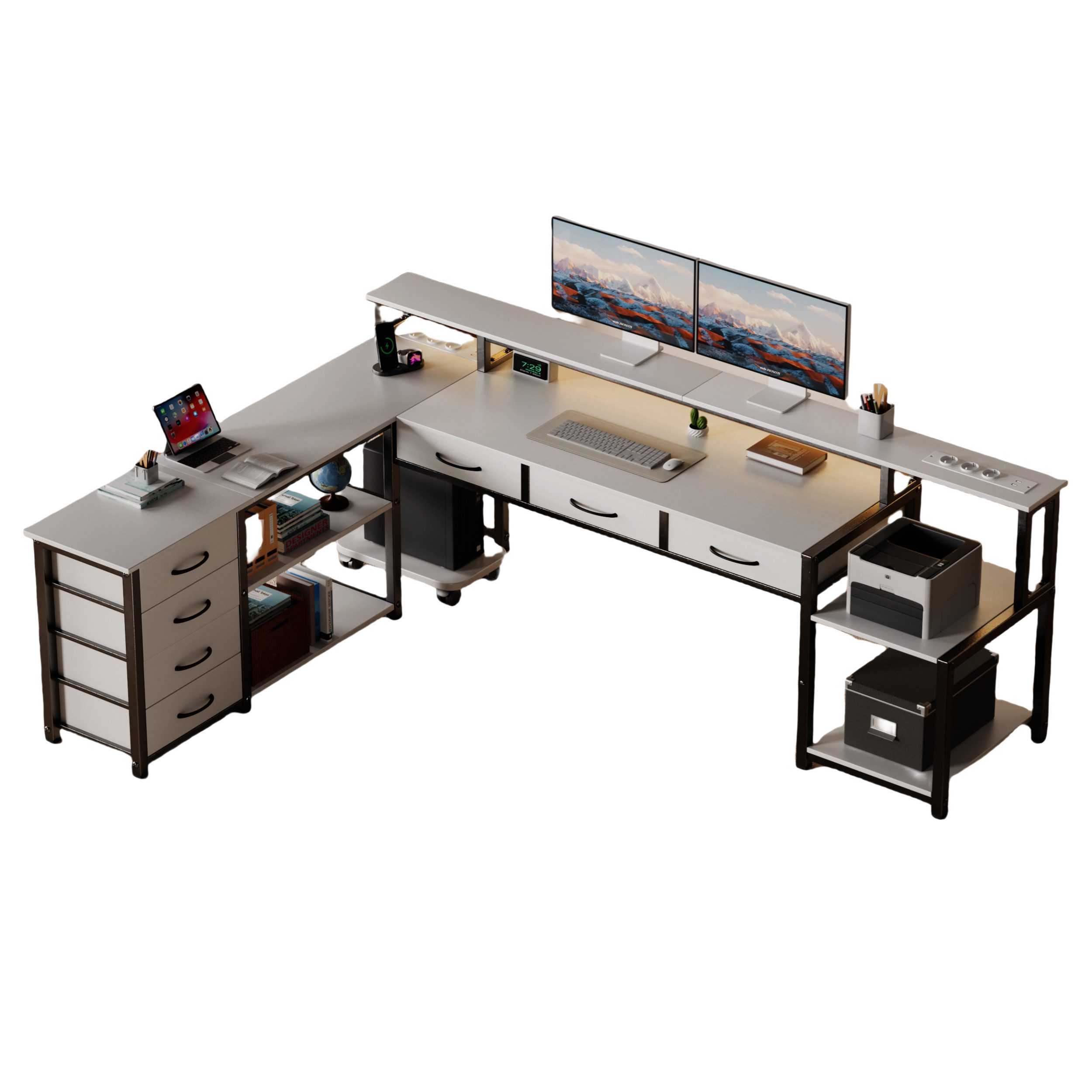 BBWL Computertisch Computer Schreibtisch aus P2 Spanplatte mit 7 Stoffschub günstig online kaufen