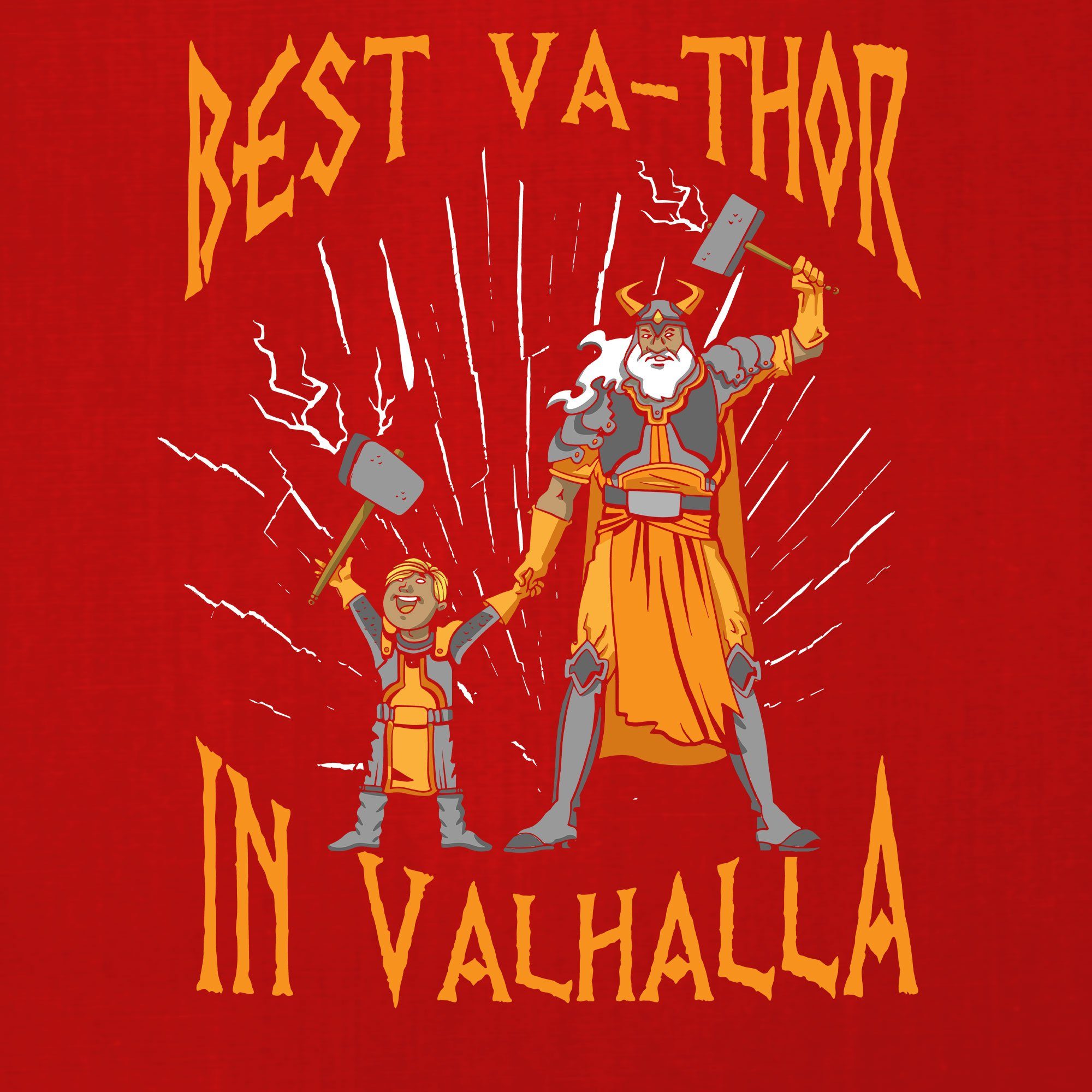 Wikinger T-Shirt (1-tlg) Papa - Formatee Kurzarmshirt Va-Thor Best Vater Viking Rot Vatertag Herren Quattro