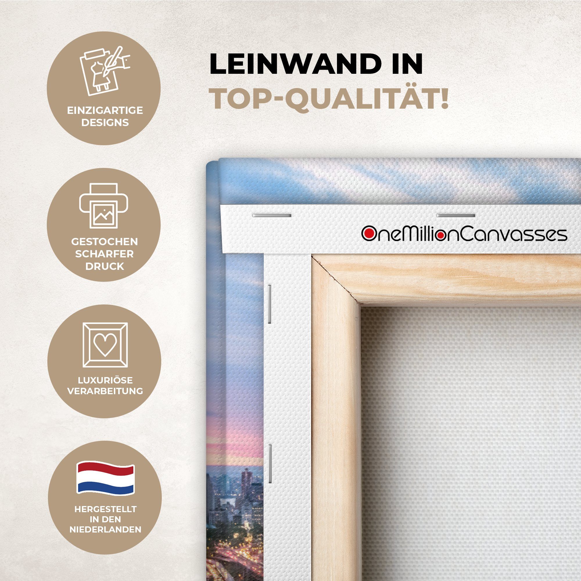 OneMillionCanvasses® Leinwandbild New York - Skyline - Brücke, Fotodruck (1 St), Wandbild, Deko Schlafzimmer Wohnzimmer Flur 20x20 cm