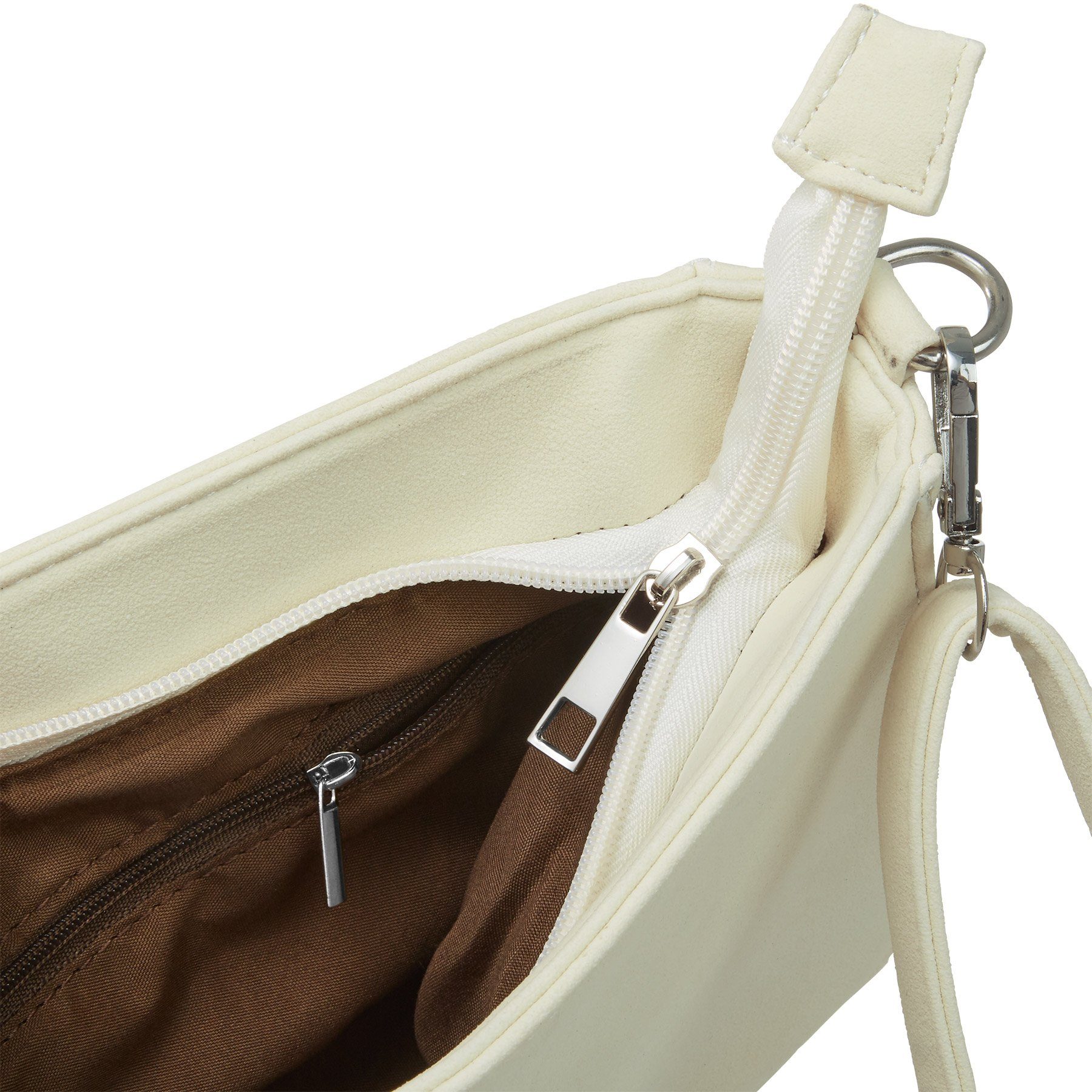 dressforfun Henkeltasche Handtasche, Seitenfach mit Reißverschluss (LxH): ca. 16 x 9 cm (Tragetasche, Konfektionsgröße 0 in beige), Innenmaß (LxBxH) ca. 20 x 4 x 12 cm, Länge des Gurtes: ca. 112 cm