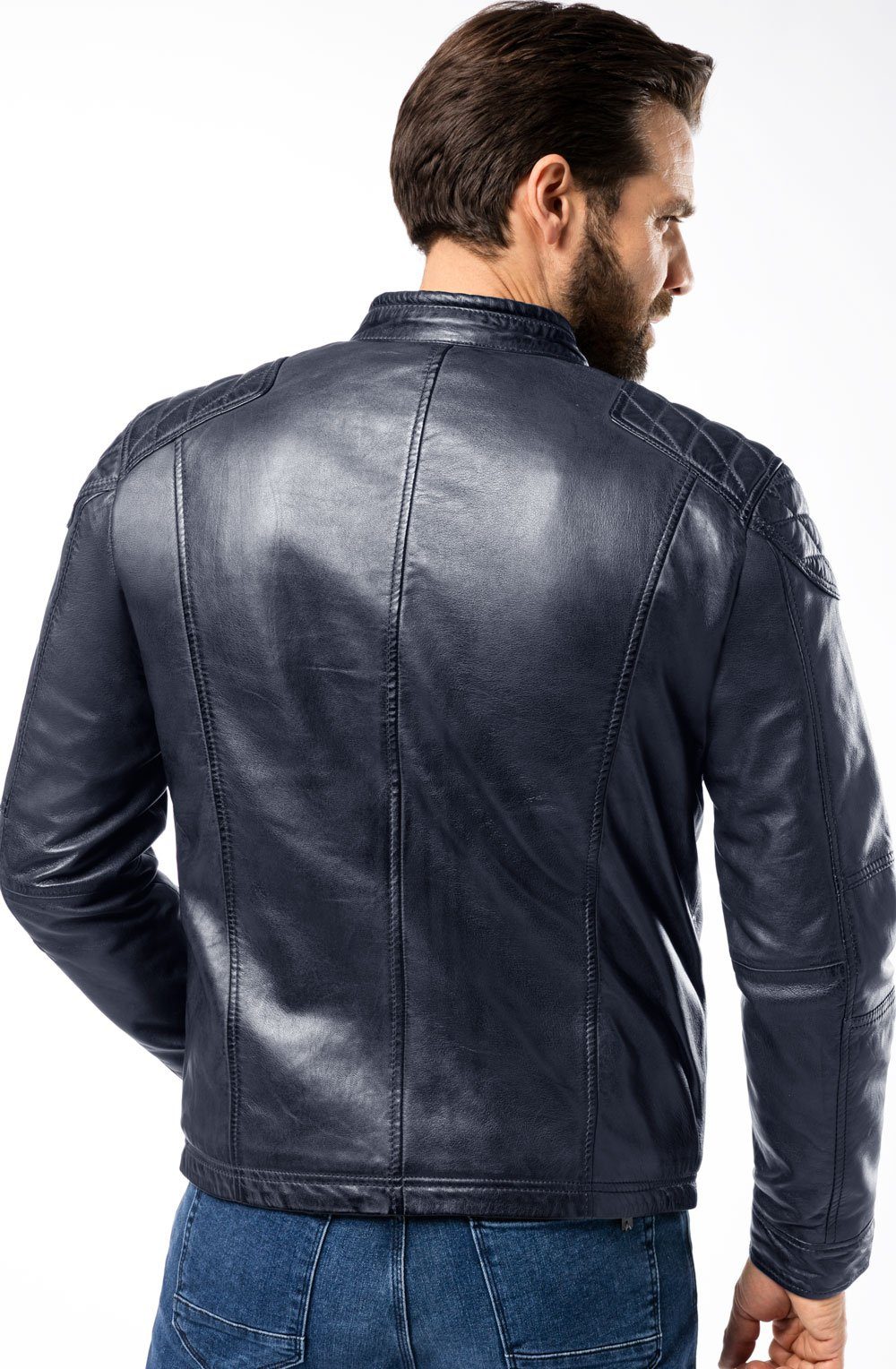 Ross & Cole Lederjacke lässiges Design mit Steppung an der Schulter