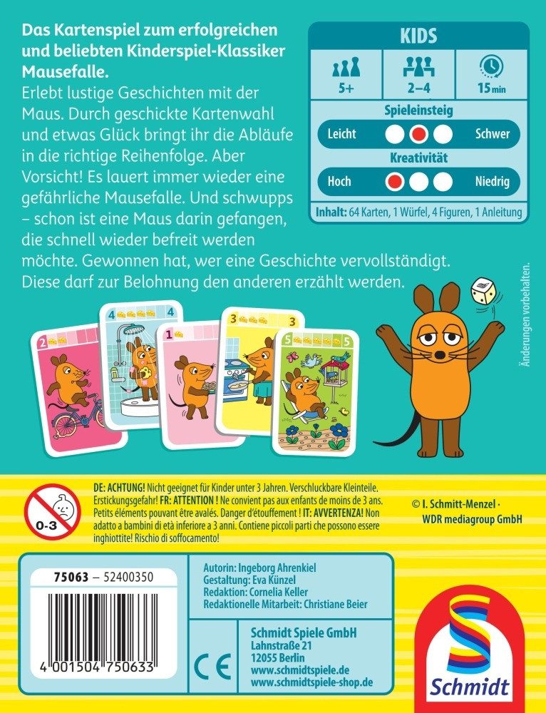 Schmidt Spiele Spiel Kartenspiel Die Maus Raus aus der Mausefalle