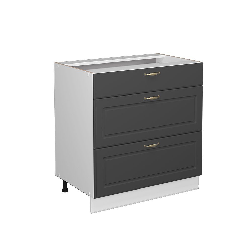 Vicco Badschrank Fame-Line Anthrazit-Gold/Weiß 80 x 82 cm mit 3 Schubladen günstig online kaufen