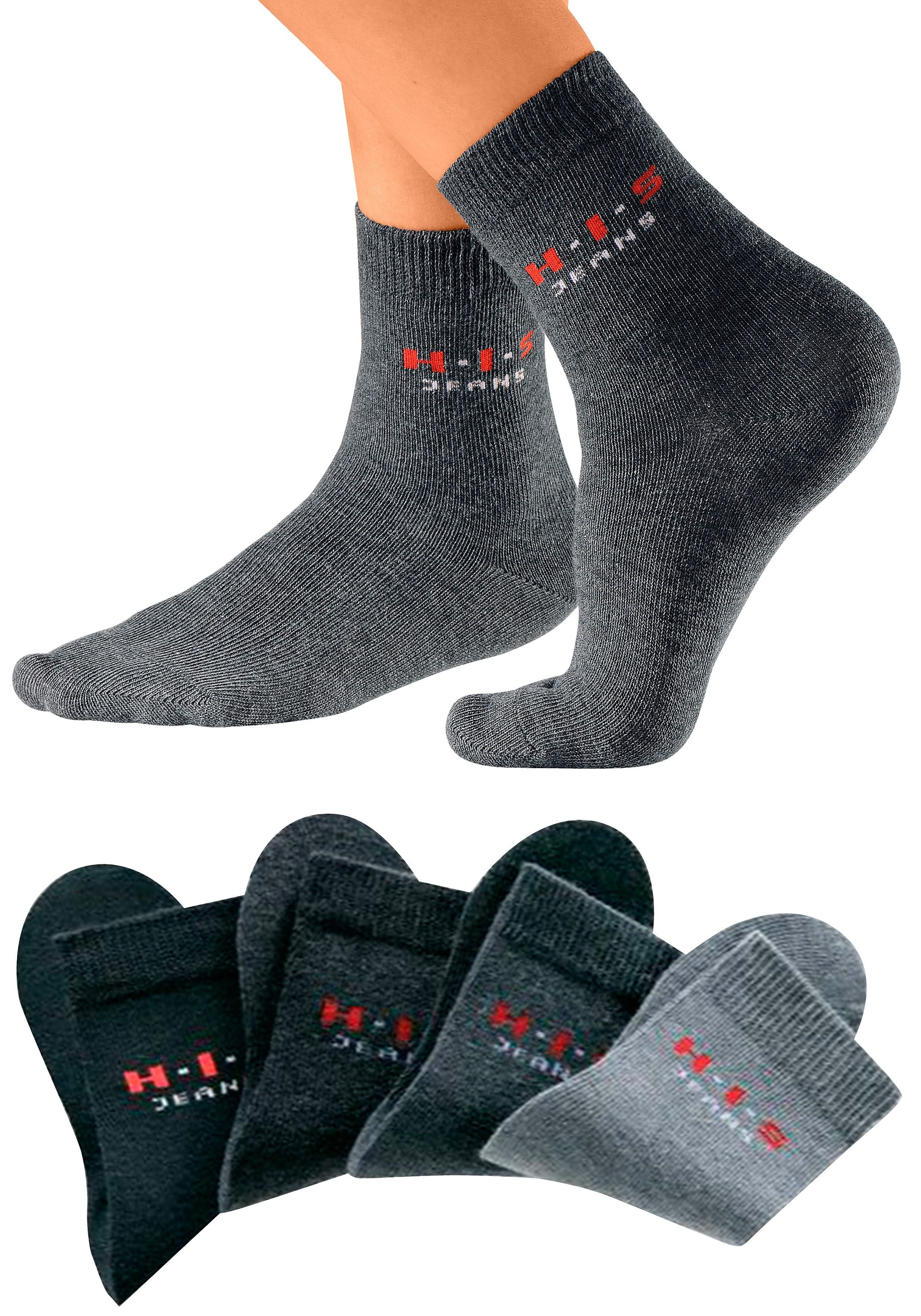 H.I.S Basicsocken (Packung, 4-Paar) mit kontrasfarbenem Logo