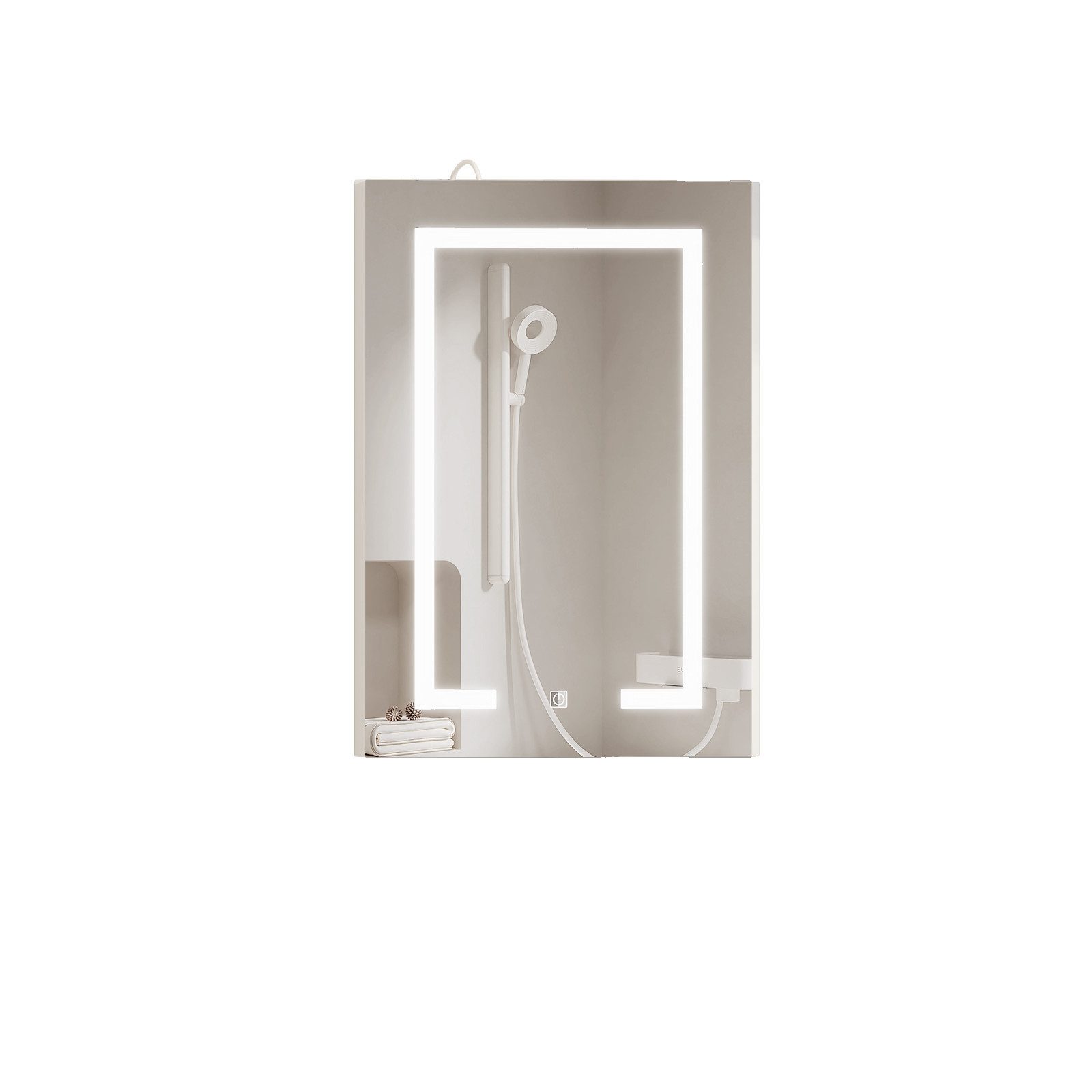 radelldar Eckschrank mit LED-Beleuchtung & HD-Spiegel – 3 Stauraumfächer (1-St) Badezimmerspiegelschrank rechteckig 42x60 cm