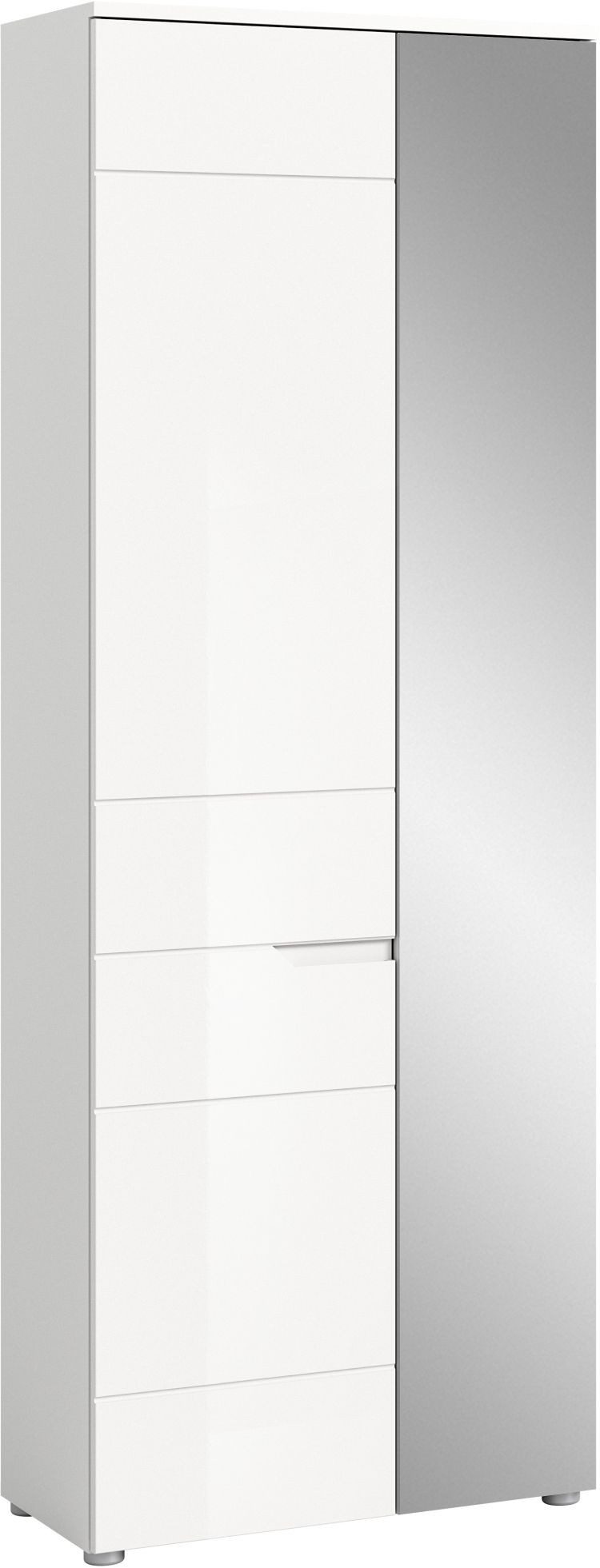 xonox.home Garderobenschrank Weiß Hochglanz Softclose Melamin Modern 68x193x37 cm