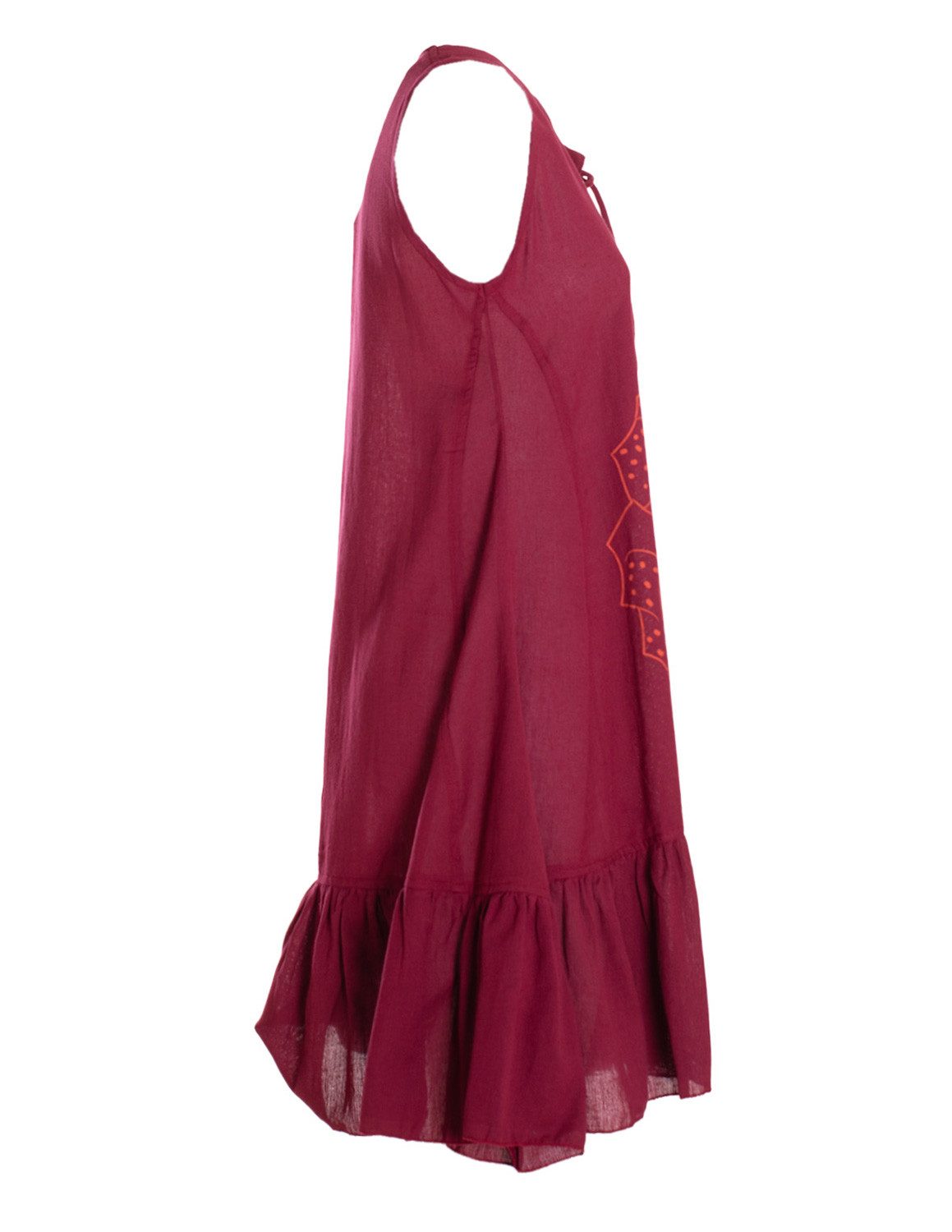 Vishes Tunikakleid Damen Hängerkleid Baumwolle Blumen Lagenlook mit Schnüren Holzperlen Alternative Bekleidung, Ethno, Hippie, Retro Style – Bild 3 von 4