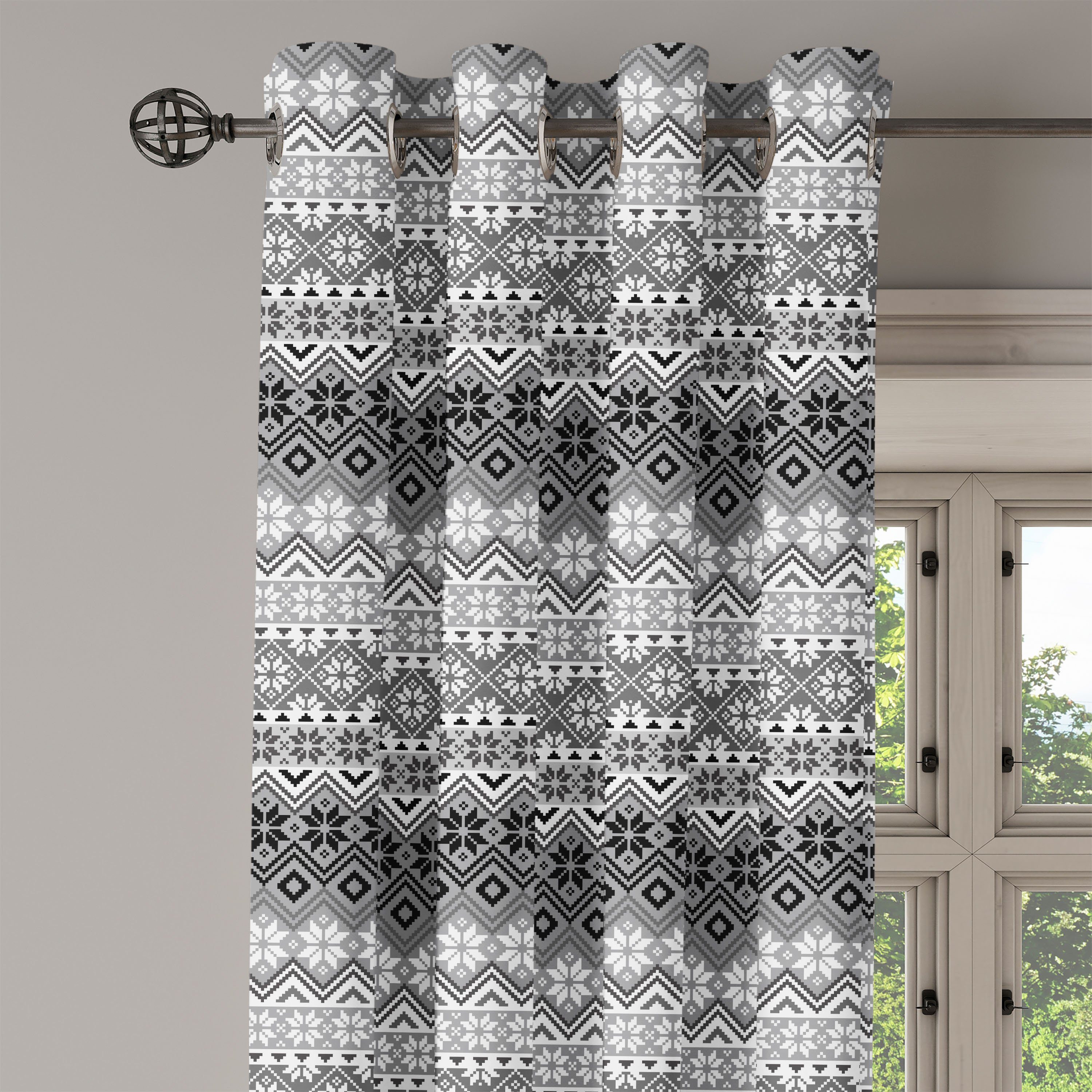 für Dekorative Scandinavian nordisch Wohnzimmer, Klassische Schlafzimmer Abakuhaus, Gardine 2-Panel-Fenstervorhänge