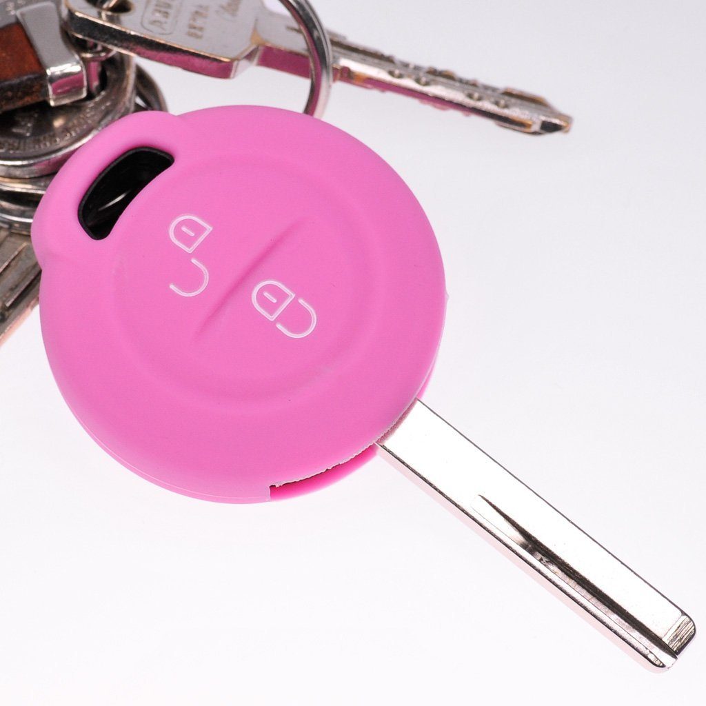 mt-key Schlüsseltasche Autoschlüssel Softcase Silikon Schutzhülle Rosa, für Mitsubishi Colt VI Smart Forfour 454 2 Tasten Funk Fernbedienung | Schlüsseltaschen