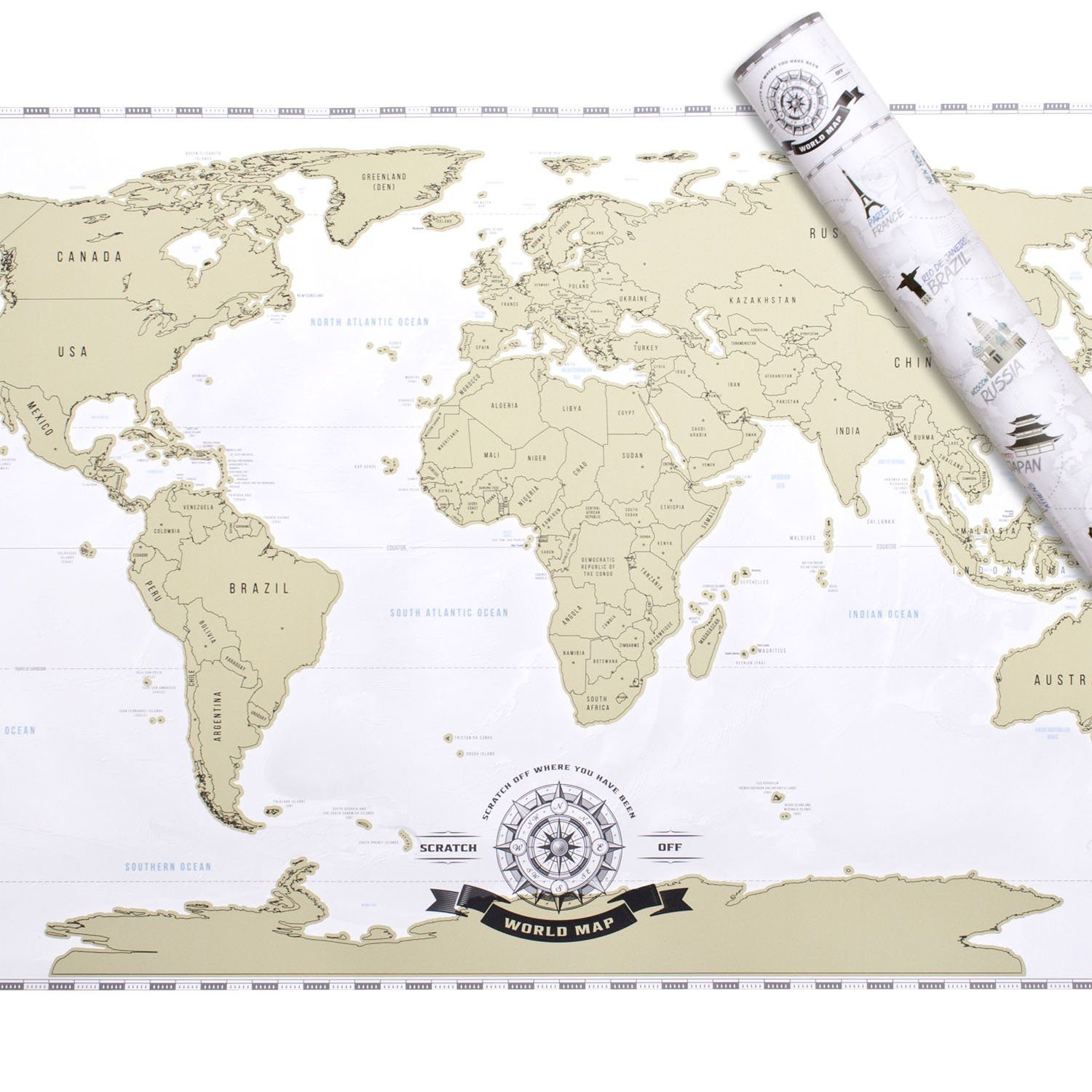 Goods+Gadgets Poster Scrape Off World Map Rubbelweltkarte, XXL Weltkarte - günstig online kaufen