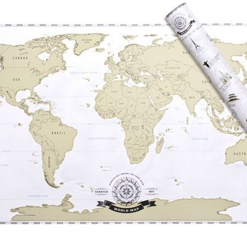 Goods+Gadgets Poster Scrape Off World Map Rubbelweltkarte, XXL Weltkarte - Englisch