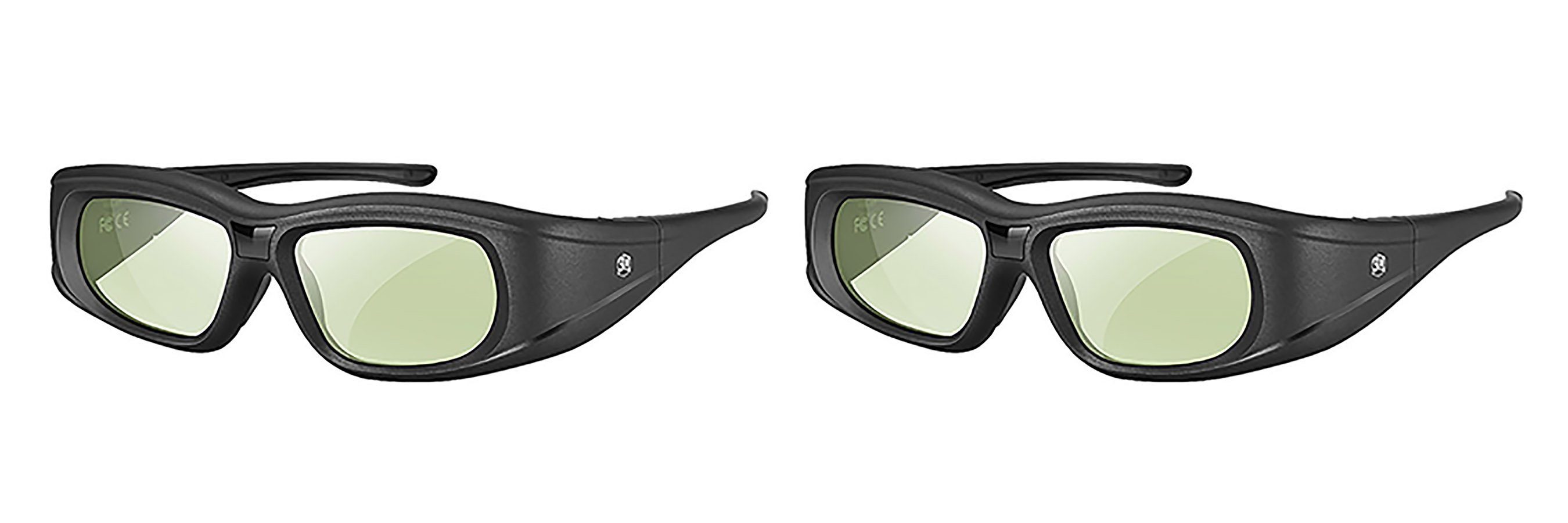 TPFNet 3D-Brille Aktive Shutterbrille für Bluetooth / RF 3D TVs, Samsung, Panasonic, Epson, etc. - wiederaufladbar - Schwarz - 2 Stück