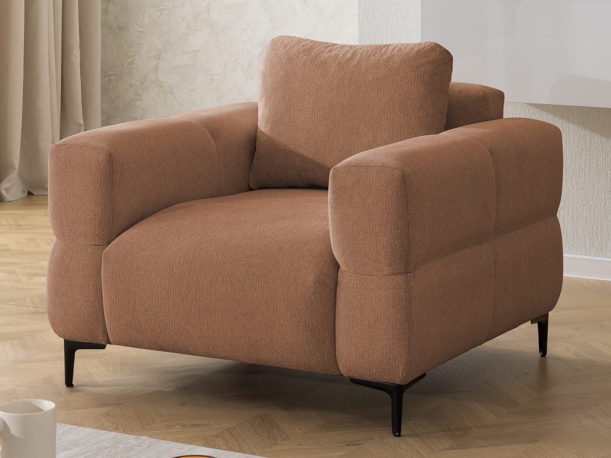 S-Style Möbel Sessel Cardea in Bubble-Optik aus weichem Strukturstoff mit hohem Sitzkomfort, mit Wellenfederung