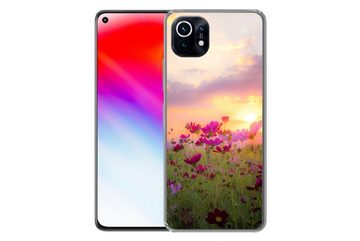MuchoWow Handyhülle Sonnenuntergang - Blumen - Rosa - Natur - Grün, Phone Case, Handyhülle Xiaomi Mi 11, Silikon, Schutzhülle