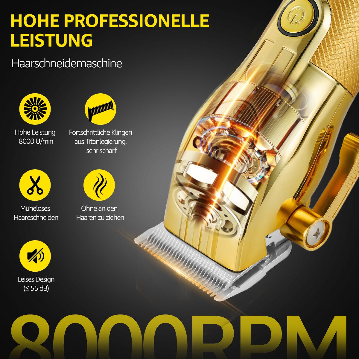 MCURO Haarschneider Elektrisch Profi,Haarschneidemaschine Barttrimmer Set für Herren, mit 12 Kammaufsätzen, Haar- und Bartschneider Wasserdicht & Kabellos mit LED-Akku