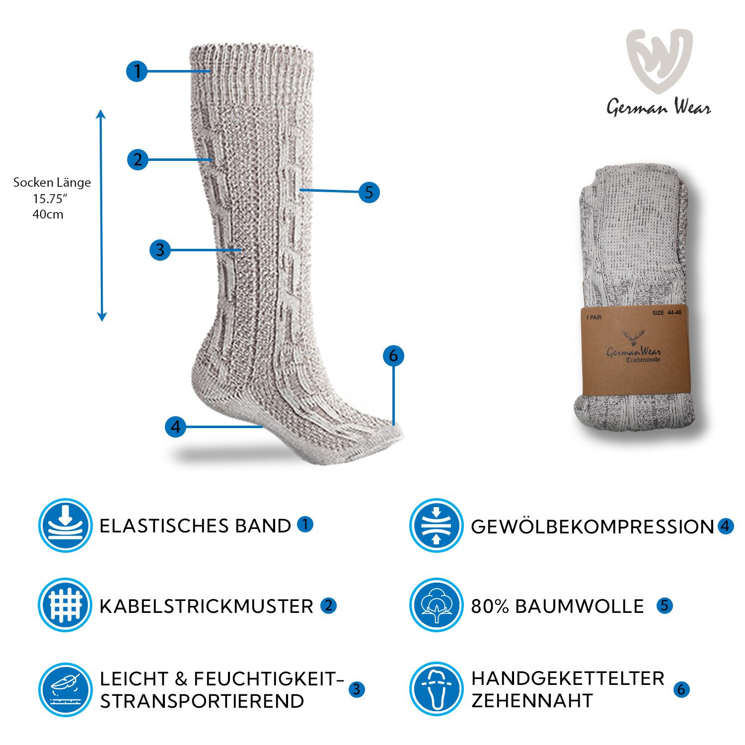 German Wear Trachtensocken GW200 Meliert Paar günstig online kaufen