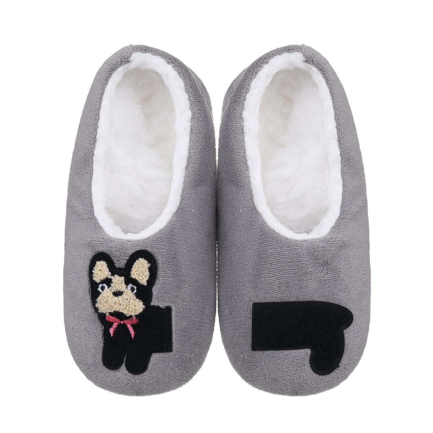 LuxusKollektion Hüttensocken Damen 35/36 Grey Antirutsch Hüttenschuhe