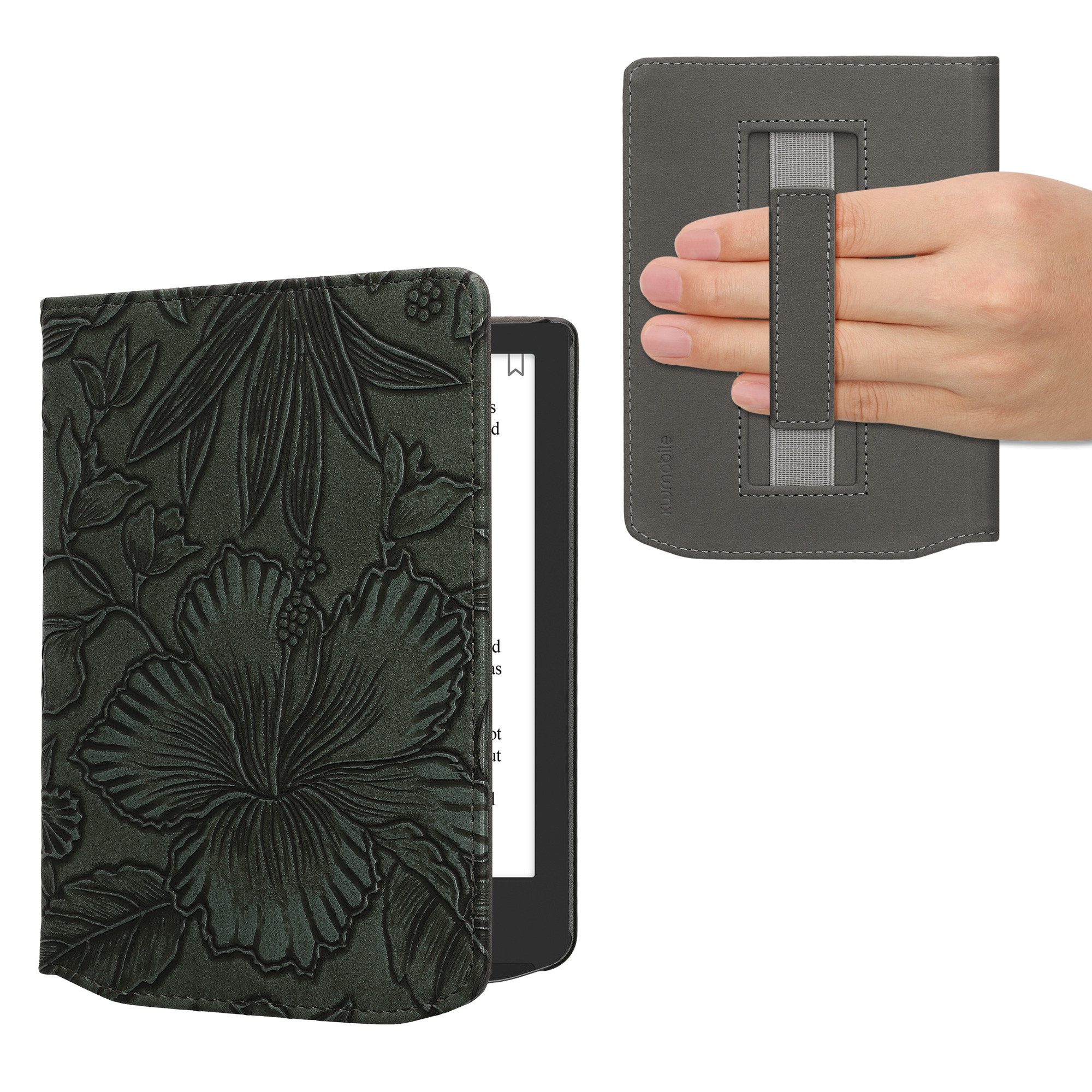 kwmobile E-Reader-Hülle Schutzhülle für Pocketbook Verse / Verse Lite / Verse Pro / Color, eReader Flip Case mit Handschlaufe und Auto Sleep Funktion