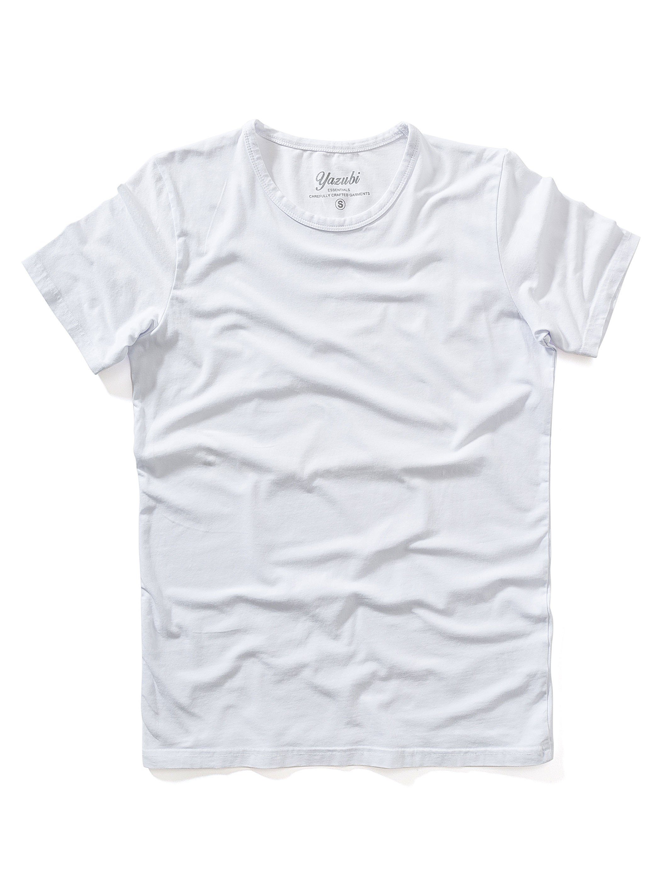 T-Shirt modernes white Crew (brilliant Neck Tee Rundhalsshirt 114001) (1-tlg) Yazubi Basic Mythic Weiß Yazubi -