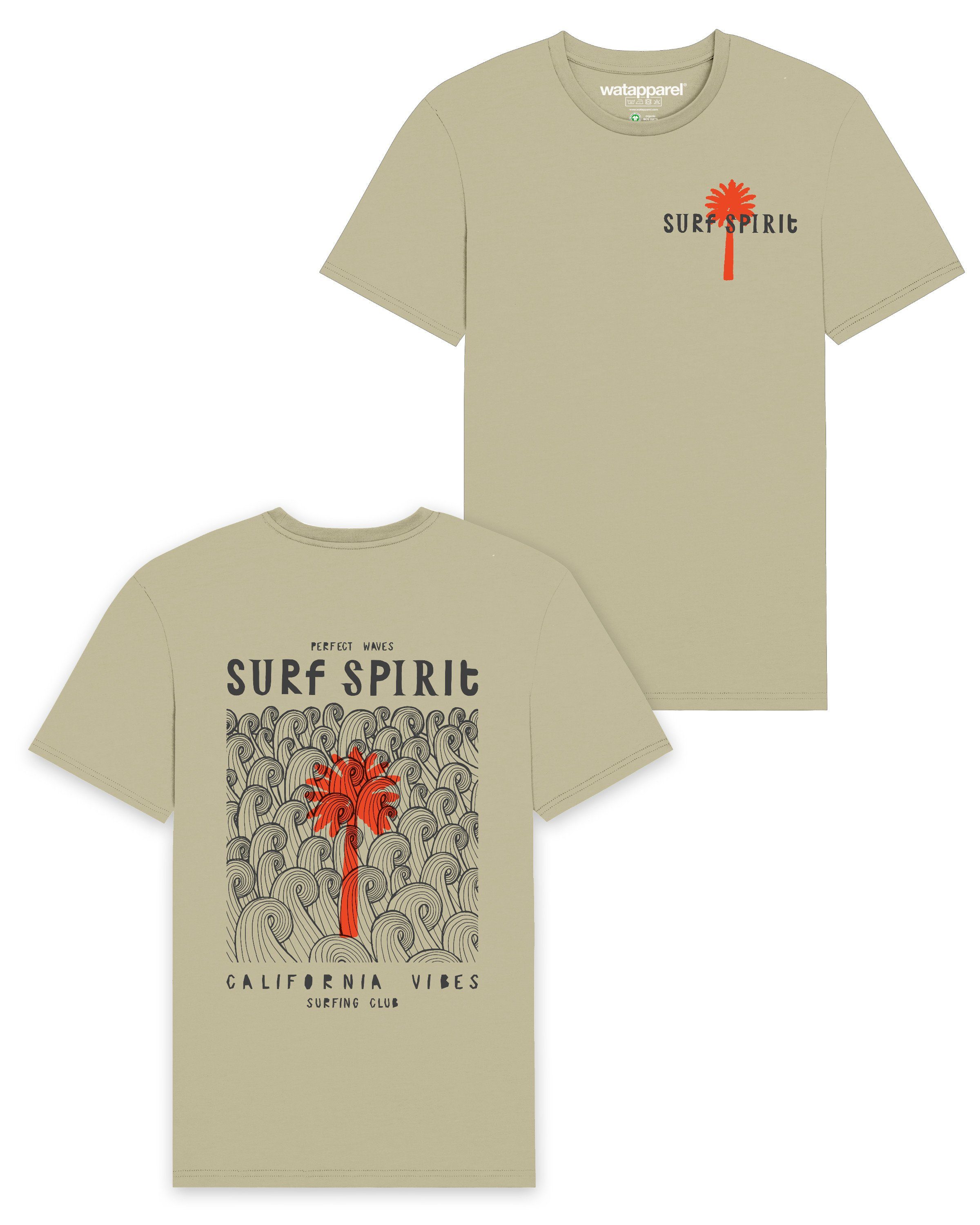 salbeigrün (1-tlg) Spirit wat? Apparel Print-Shirt Surf