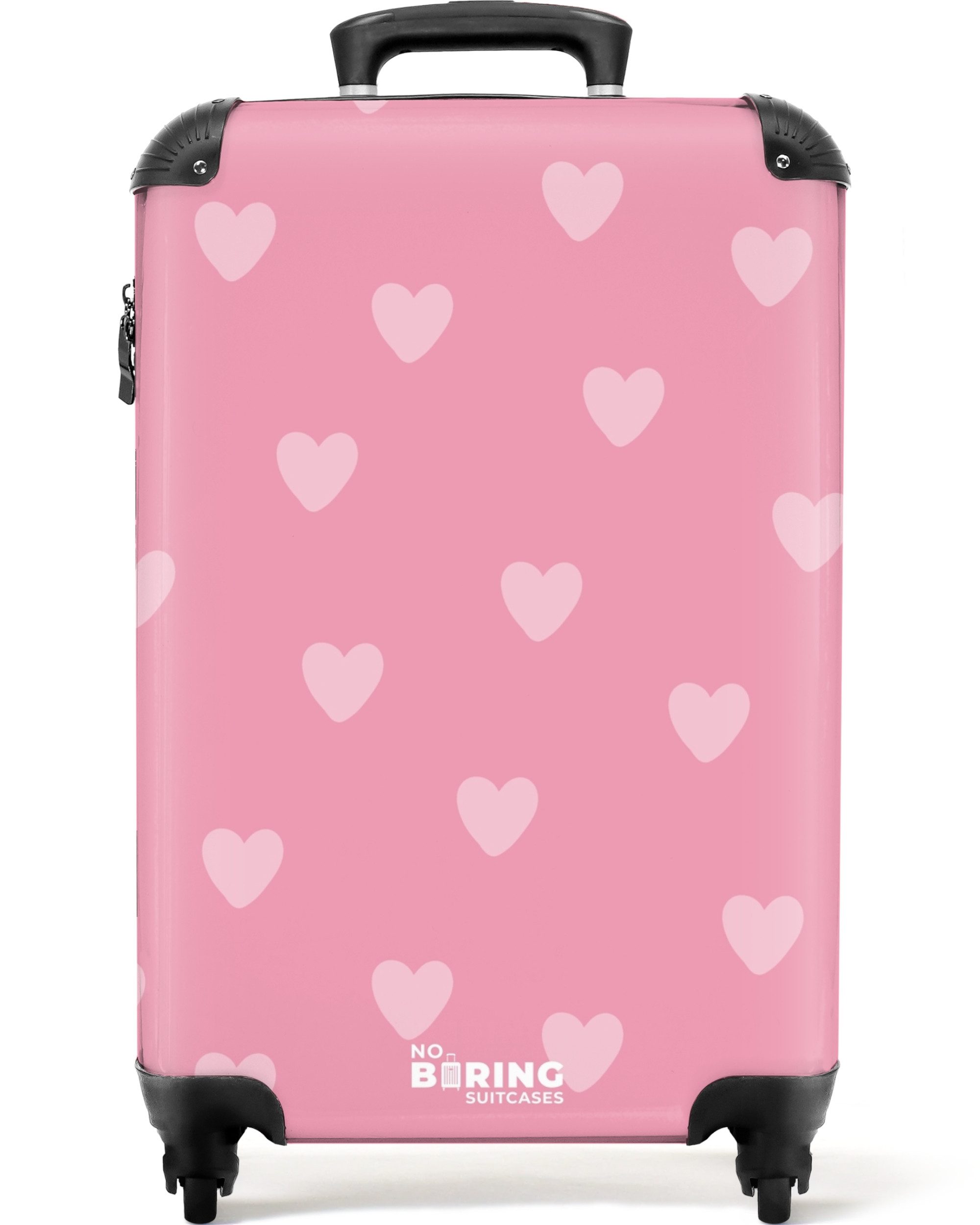 NoBoringSuitcases.com© Hartschalen-Trolley Herzen - Rosa 55x35x20cm, günstig online kaufen
