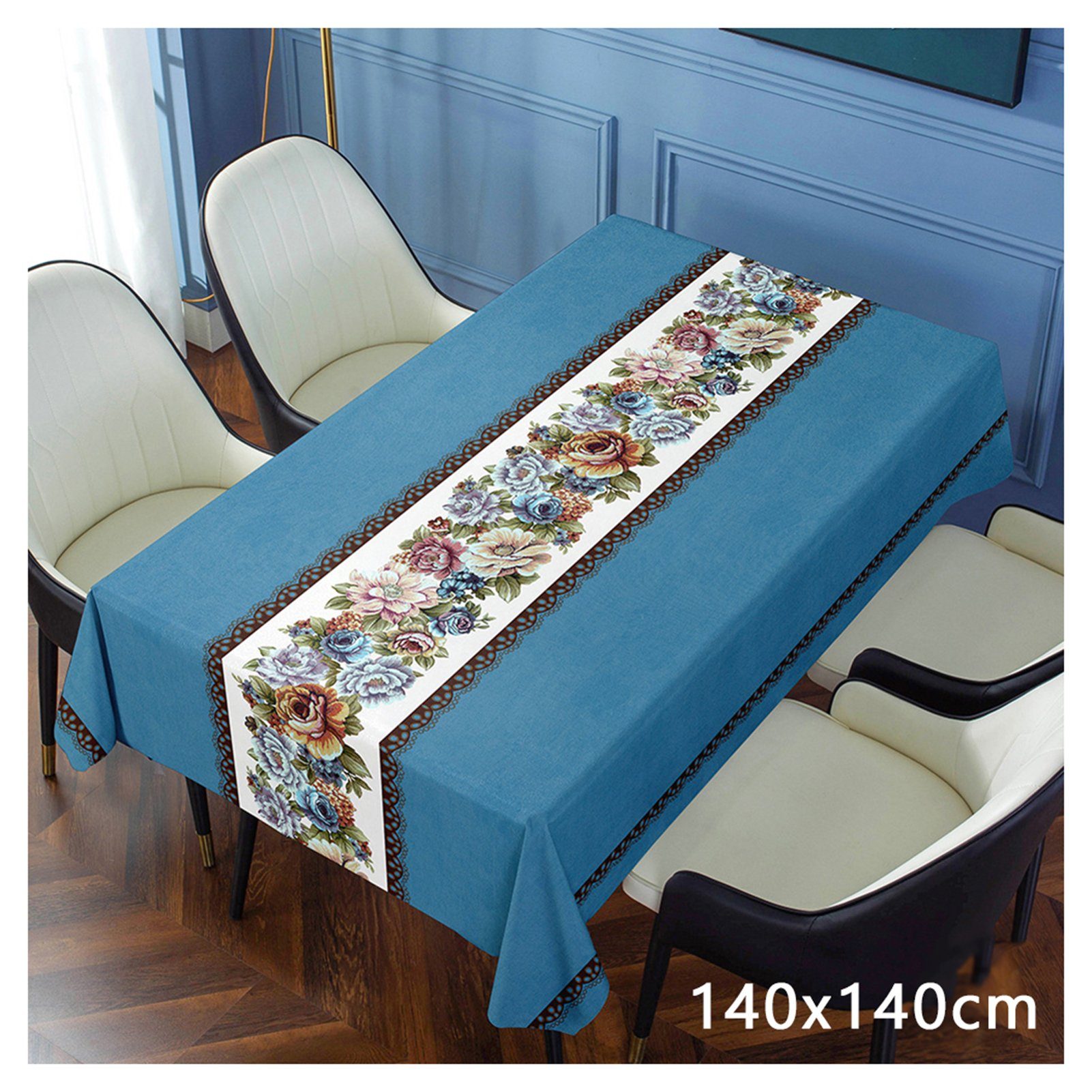 Blusmart Tischschonbezug Wasserdichte, Vielseitig Bestickte ölbeständige, blue Tischdecke