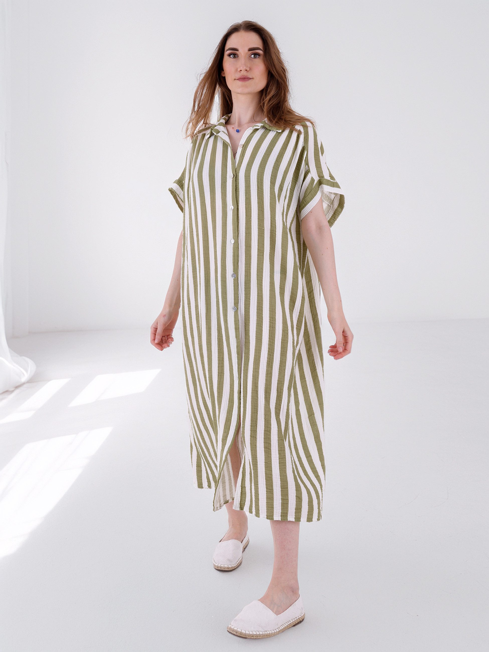 YC Fashion & Style Sommerkleid Hemdblusenkleid in Oversized-Passform Musselin Basic