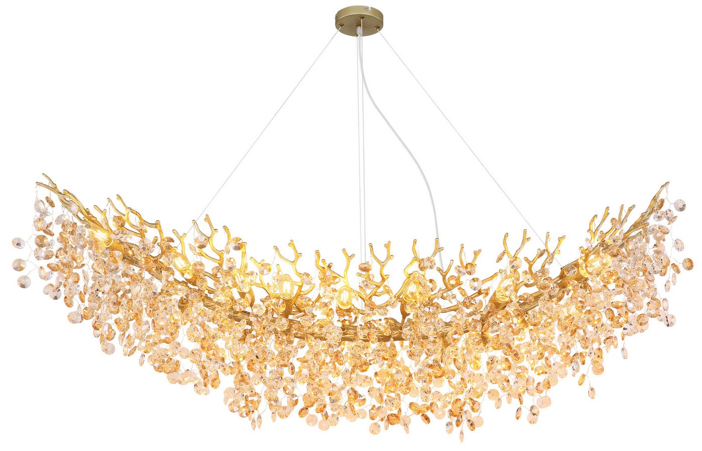 GLOBO LIGHTING Hängeleuchte QUEENA, Leuchtmittel wechselbar, Kristall Luster für Wohn- & Esszimmer, Höhe kürzbar