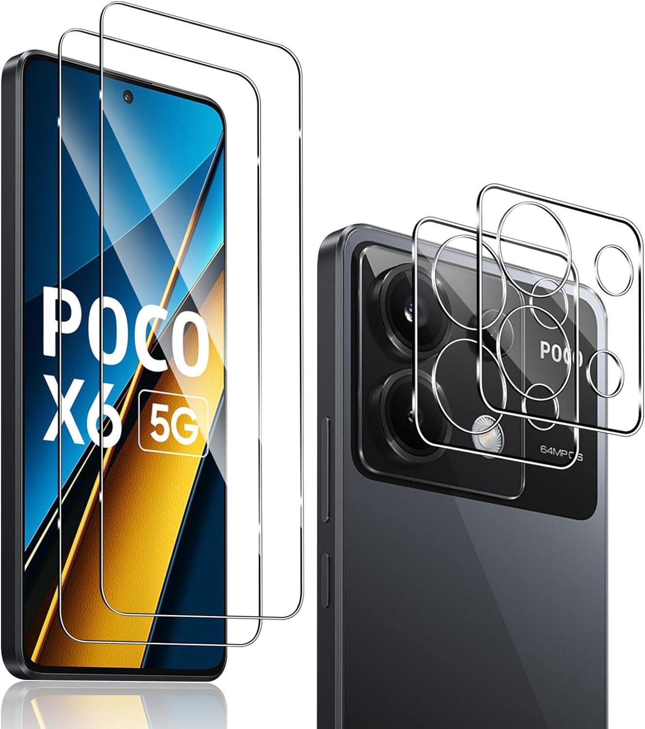 Displayschutzglas 2X Schutzglas (Display + Kamera) für Xiaomi POCO X6 5G Panzerfolie