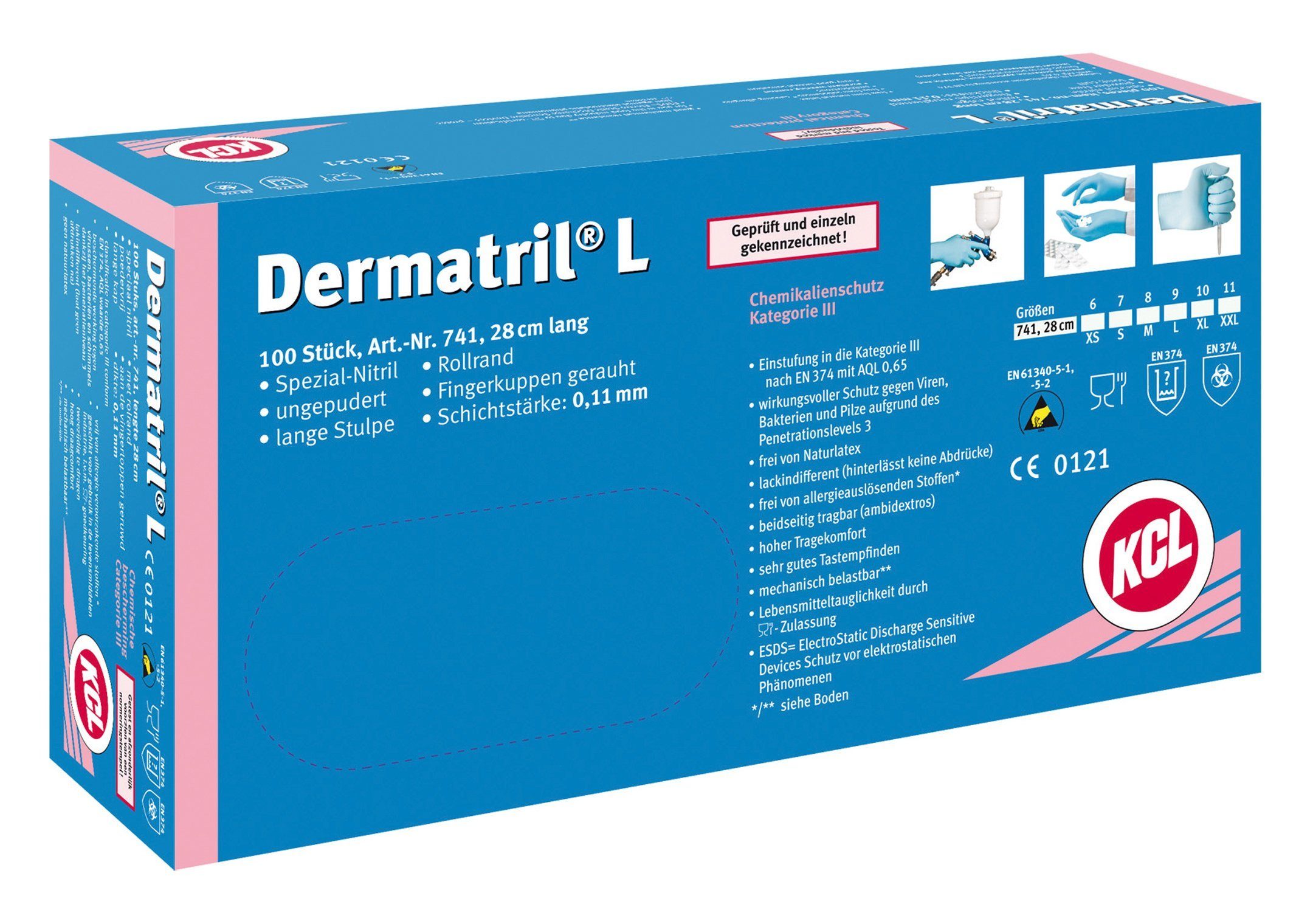 KCL Einweghandschuhe Dermatril L741 Größe 10 (Box a 100 Stück)