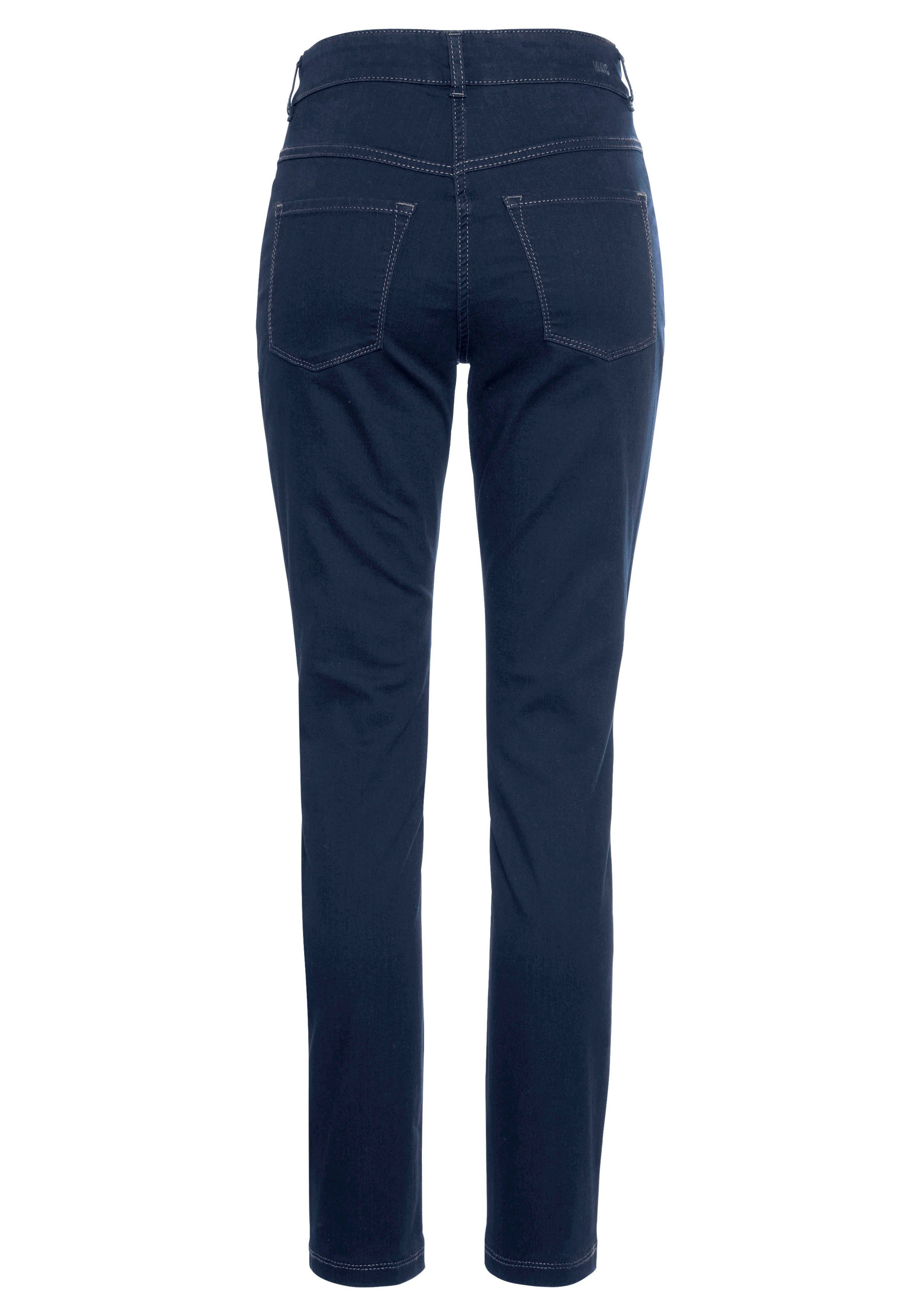 MAC Skinny-fit-Jeans Hiperstretch-Skinny Power-Stretch Qualität den bequem Tag new blue ganzen basic sitzt wash dark