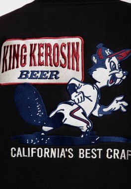 KingKerosin Collegejacke Beer mit Comic-Art Stickerei im Baseball-Style