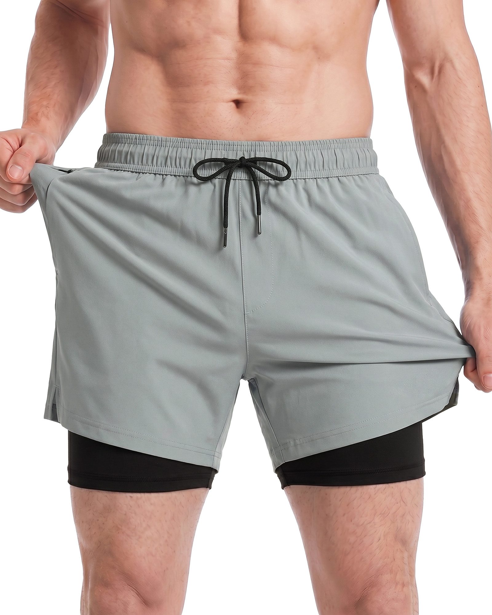 MaaMgic Shorts Herren Stretch kurze Hose Männer Badehose mit Reißverschlusstaschen (1-tlg)