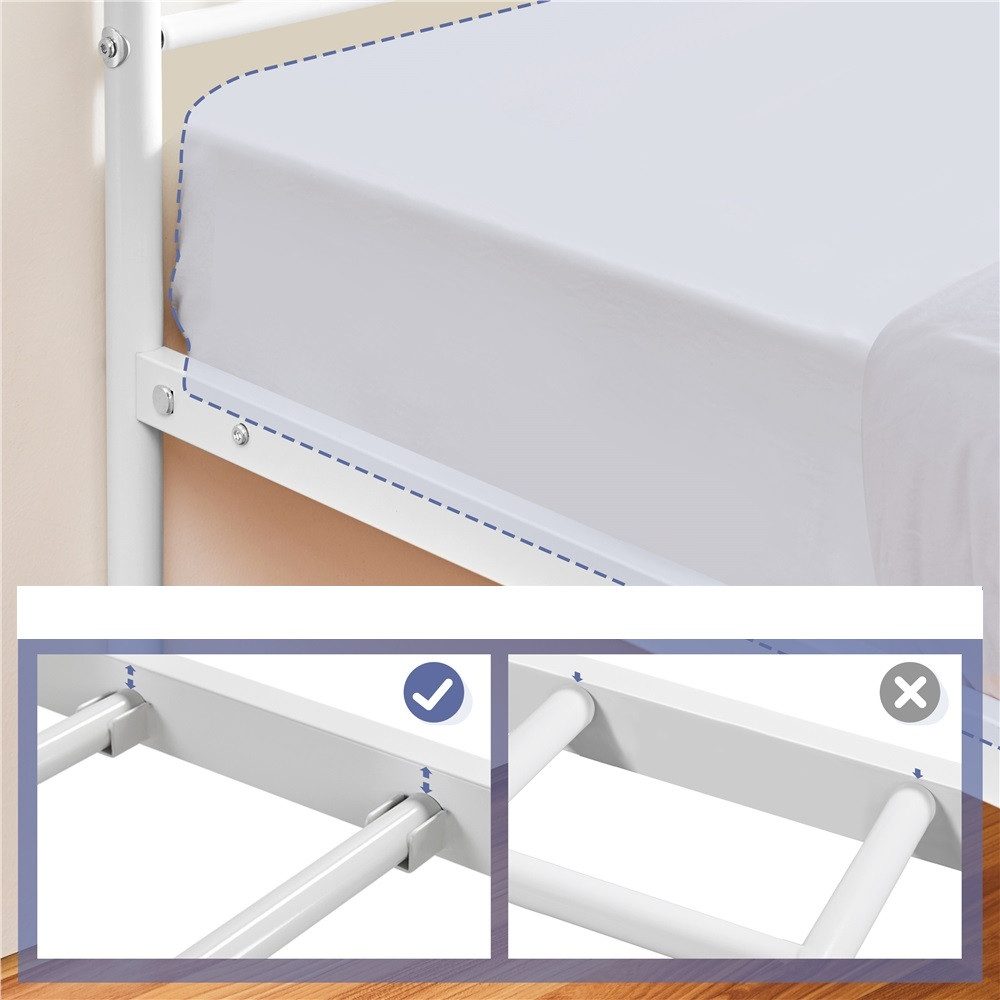 Yaheetech Metallbett Bettgestell 90x190/90x200/140x200cm, Minimalistischer Bettrahmen mit Kopfteil Gästebett mit Lattenrost
