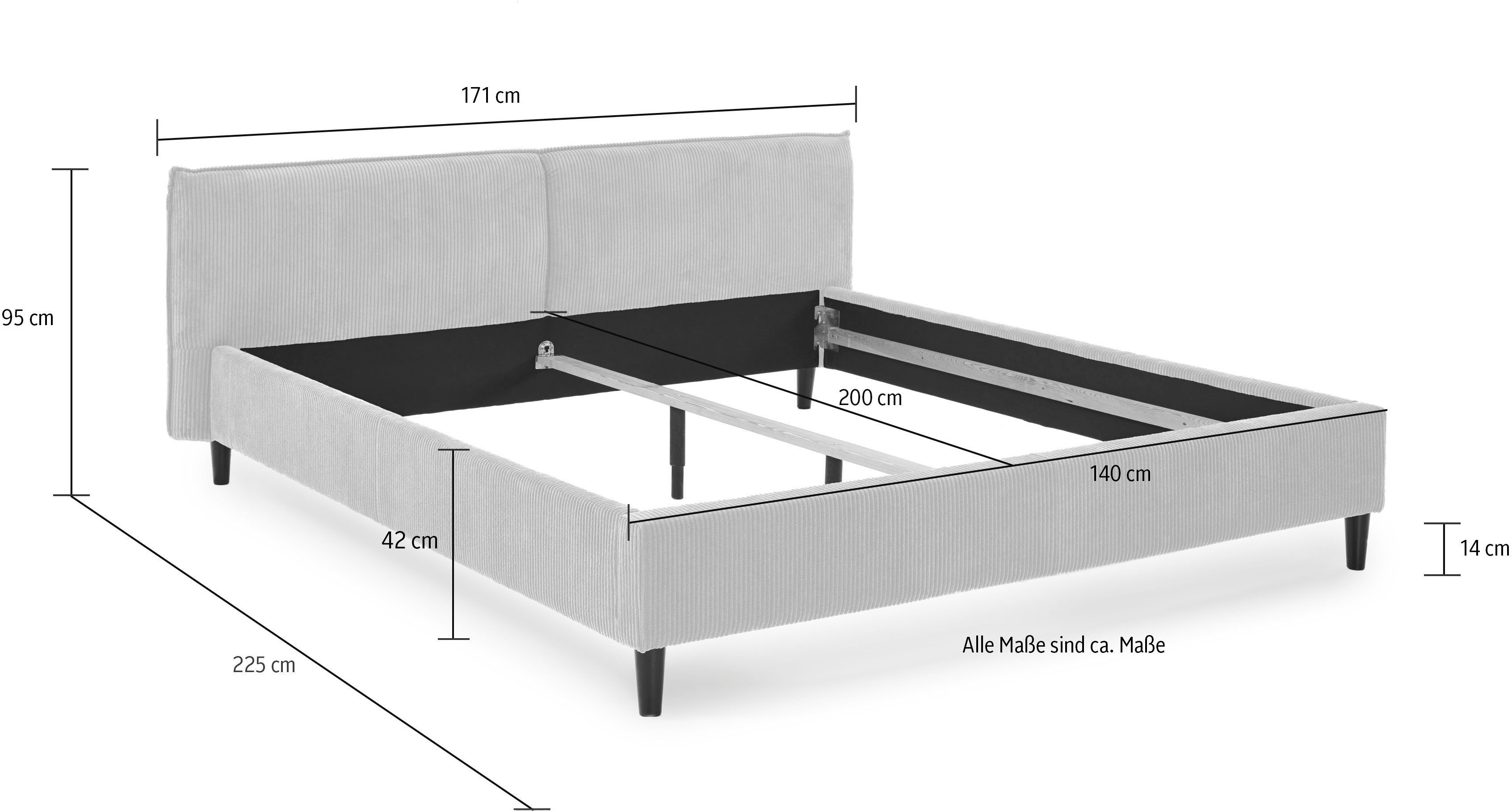 Home affaire Polsterbett Brookfield, mit Cordbezug und hoher Belastbarkeit