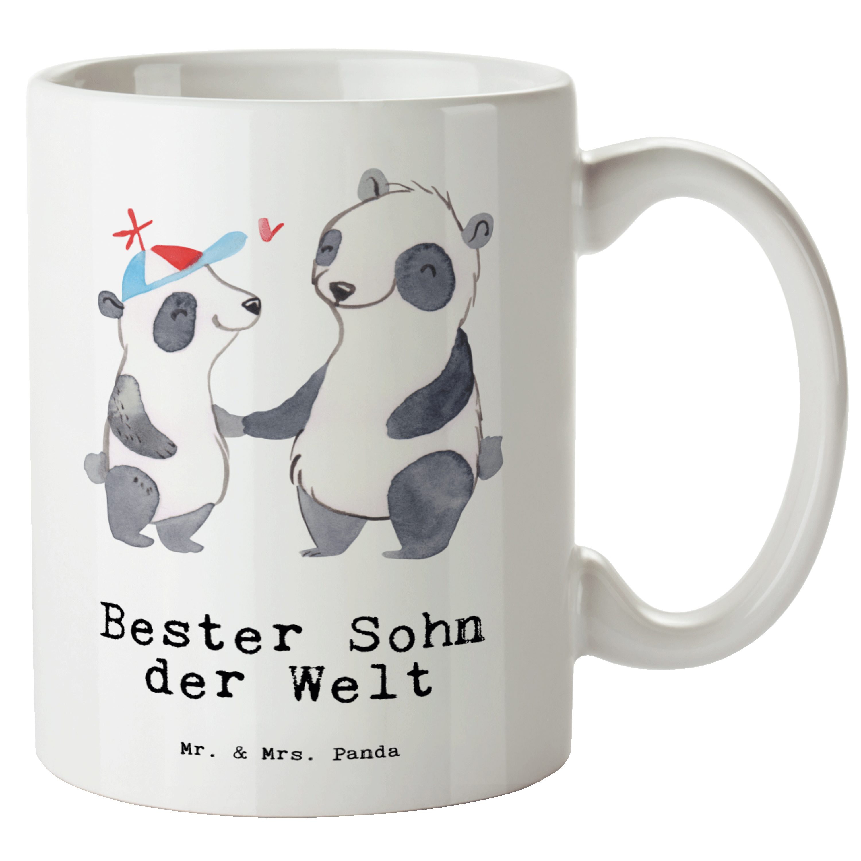 Mr. & Mrs. Panda Tasse Panda Bester Sohn der Welt - Weiß - Geschenk, Grosse Kaffeetasse, Gro, XL Tasse Keramik