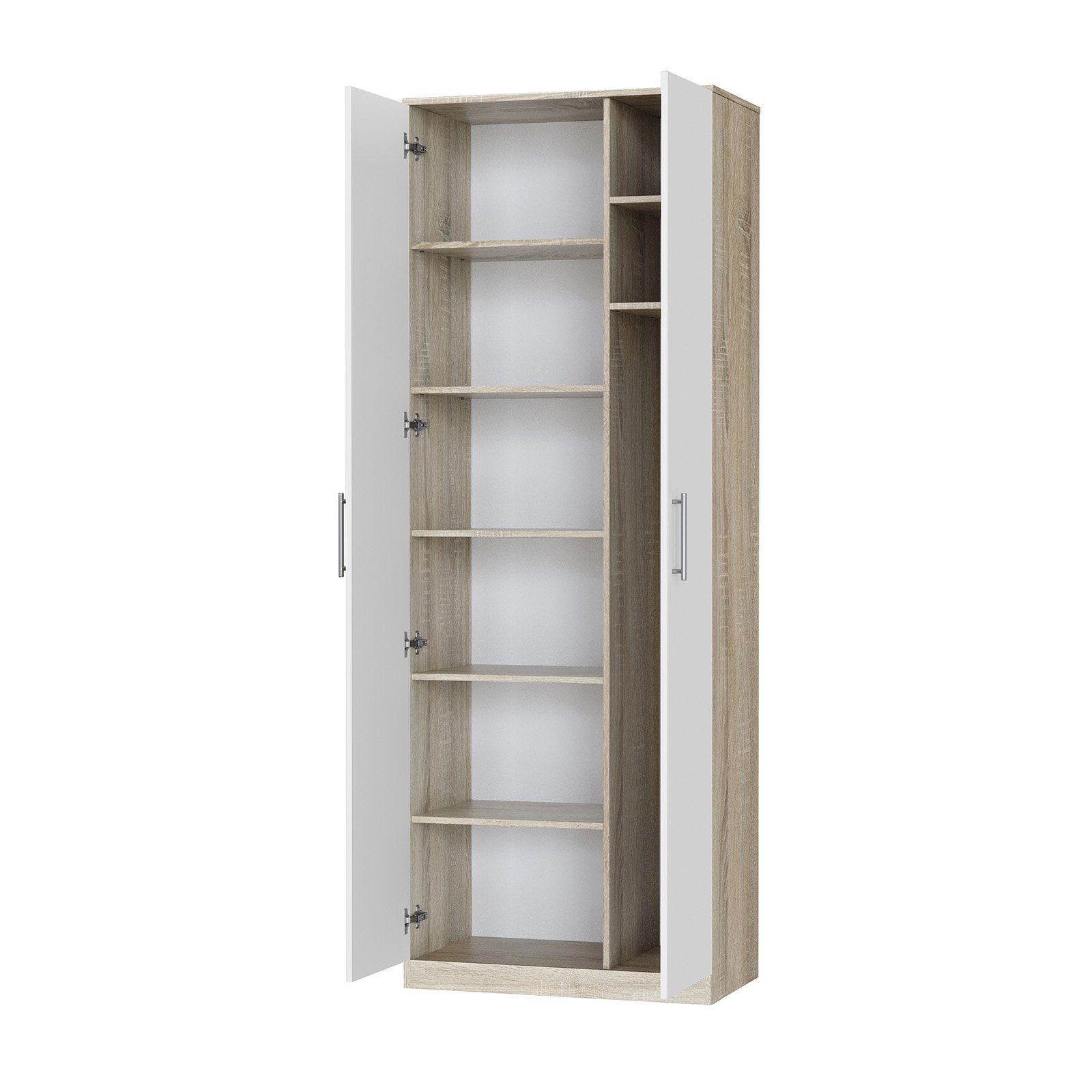 Eiche SMARTBett cm Kleiderschrank SMARTBett Drehtürenschrank Schrank Sonoma/Weiß 80 Aktenschrank