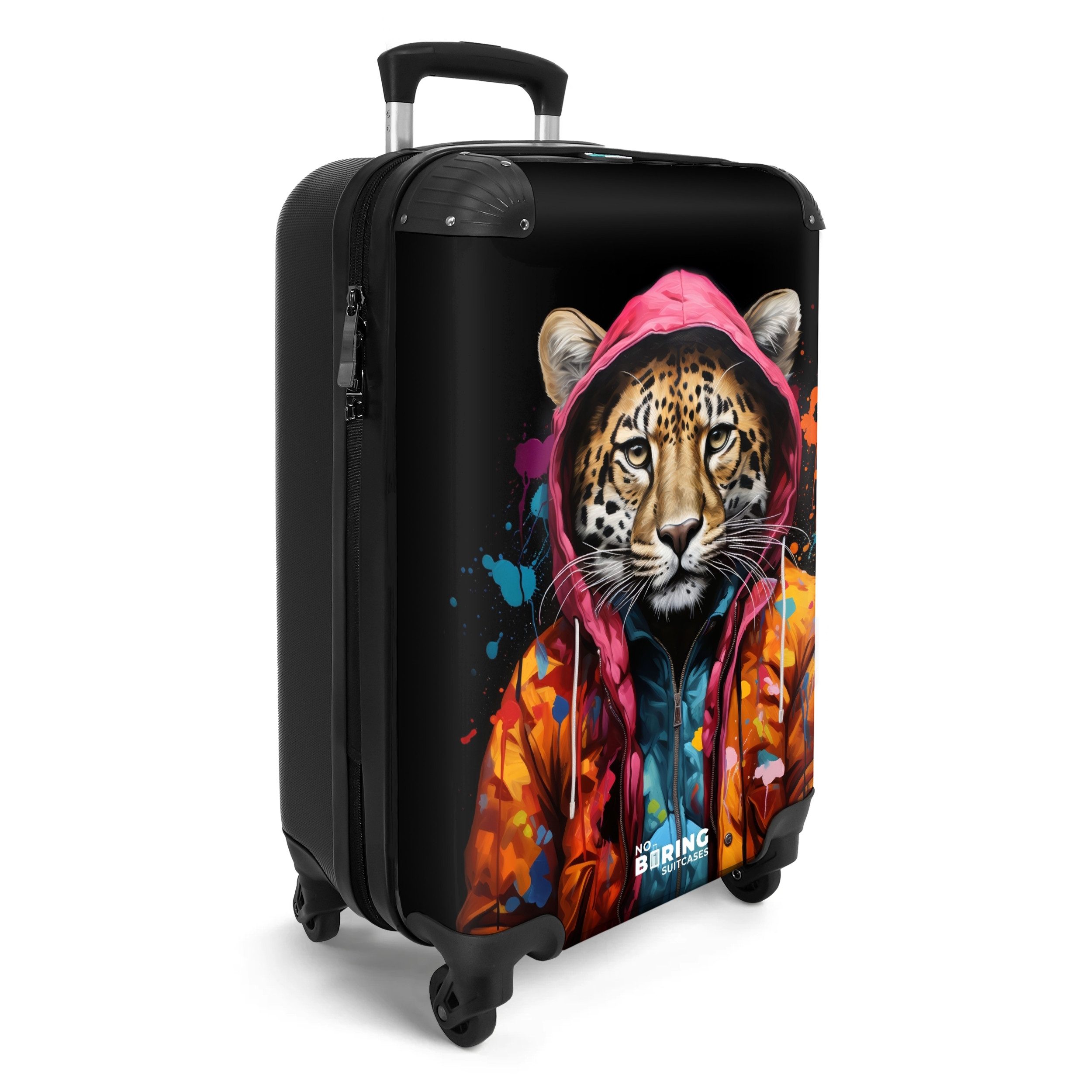 NoBoringSuitcases.com© Hartschalen-Trolley Leopard mit buntem Fell günstig online kaufen