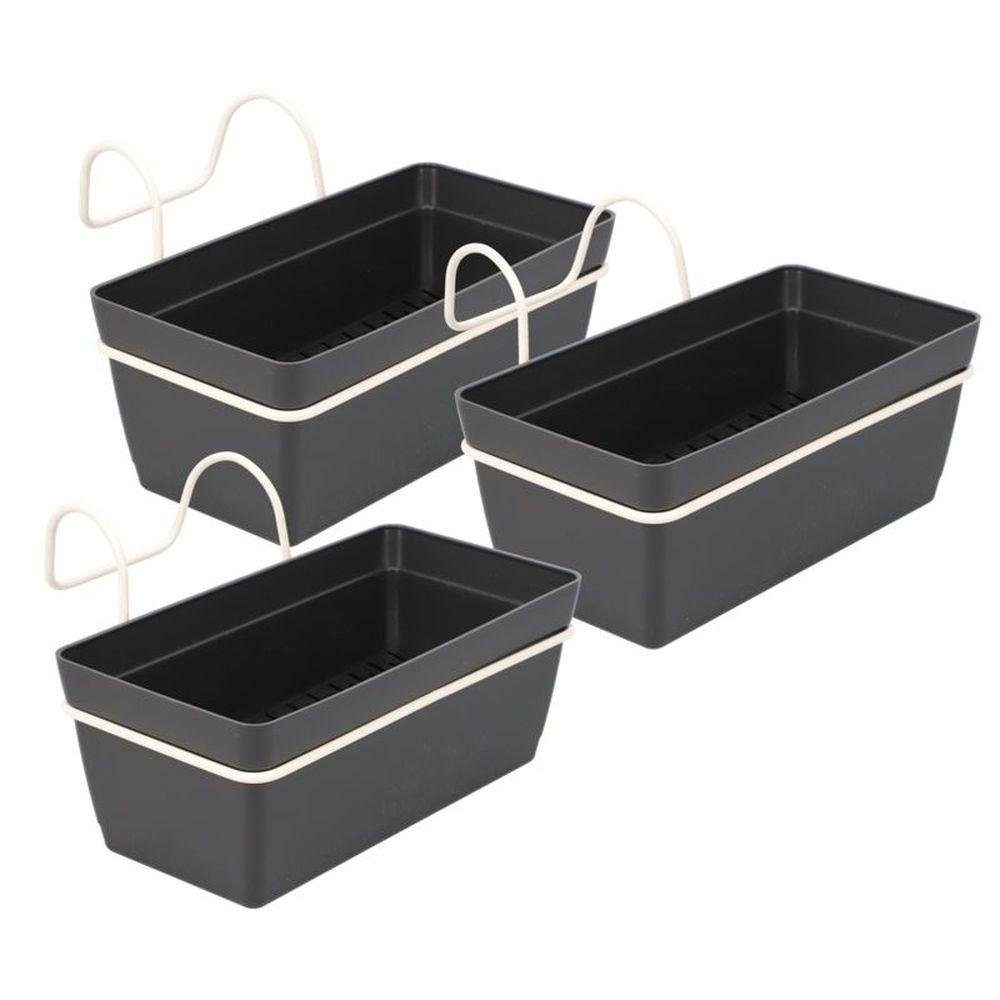 Blumenkasten 3 x Hängetopf Blumenkasten Pflanztopf Set mit Haken Hänge Kasten Wand