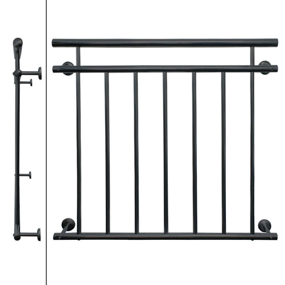 ECD Germany Brüstungsgeländer Französischer Balkon Balkongeländer Balkongitter Außen Fenstergitter, 100 cm Länge, 90 cm Höhe, Balkonbrüstung mit 7 Füllstäben Stabgeländer Geländer matt und rau