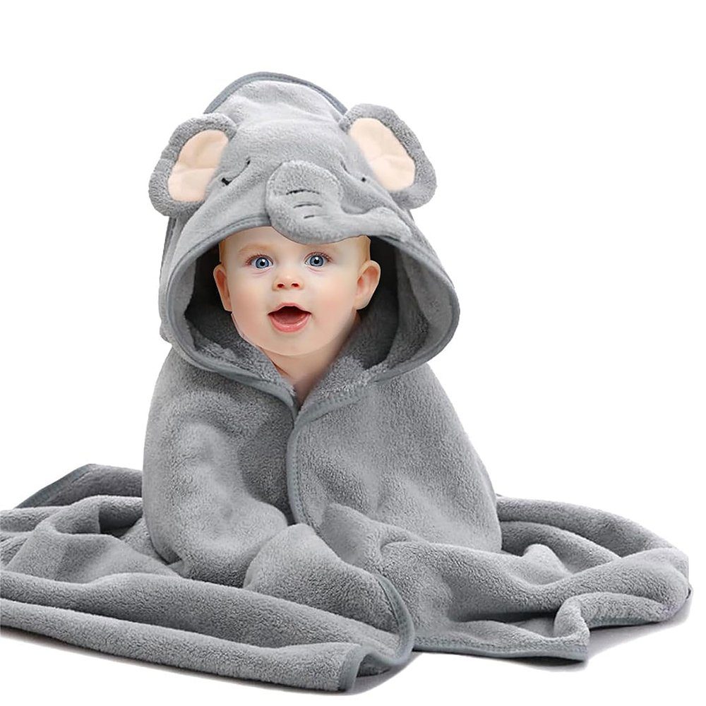 Neugeborene NUODWELL Grau Baby Kapuzenhandtuch mit Waschlappen,mit Ohren,für Kapuzenhandtuch süßen