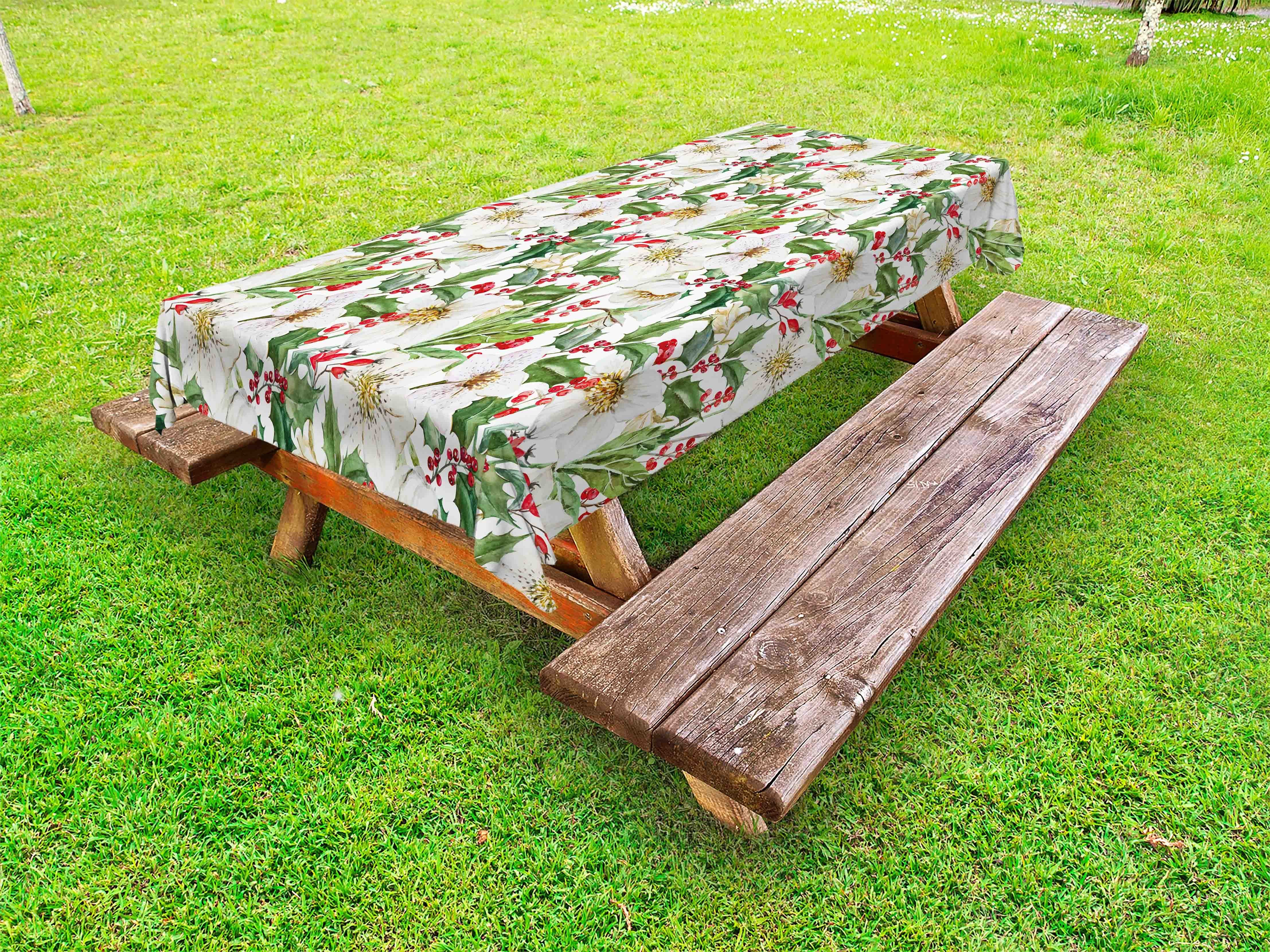 Tischdecke Aquarell waschbare Abakuhaus dekorative Picknick-Tischdecke, Poinsettia-Muster