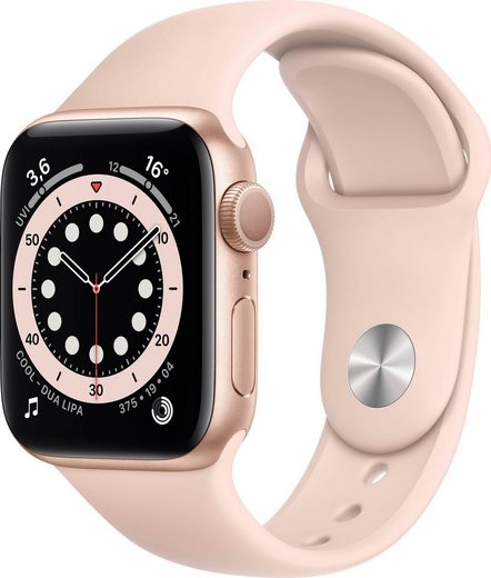 Apple Series 6 GPS, Aluminiumgehäuse mit Sportarmband 40mm Watch (Watch OS), inkl. Ladestation (magnetisches Ladekabel)