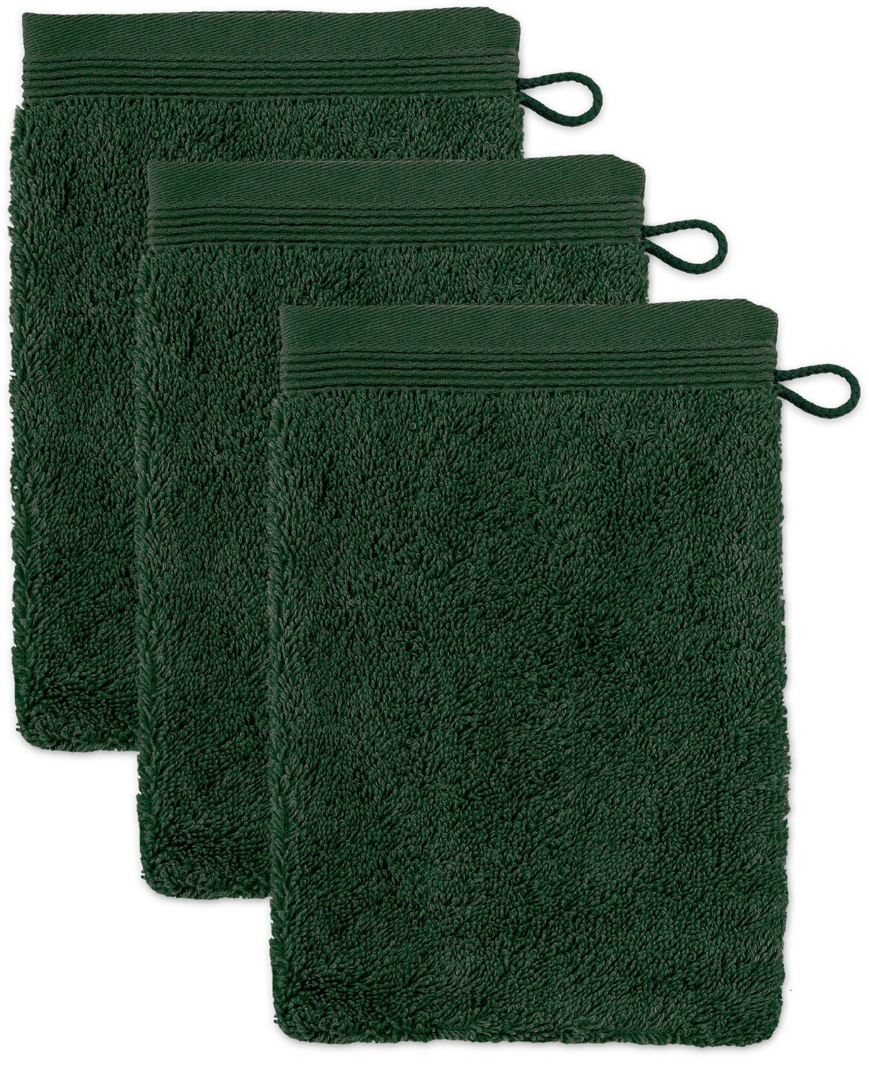 Möve Waschhandschuh Superwuschel, (Set, 3-St), Waschhandschuh Set mit Bordüre, 100% Premium Cotton Baumwolle, weich